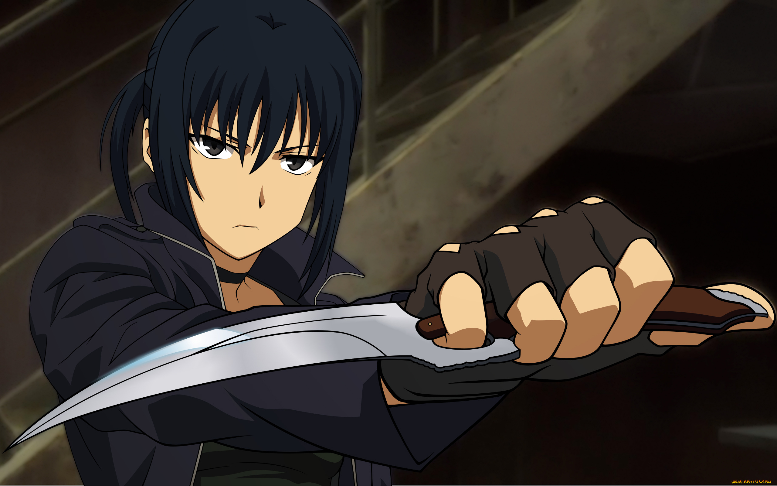 аниме, canaan, взгляд, девушка, фон