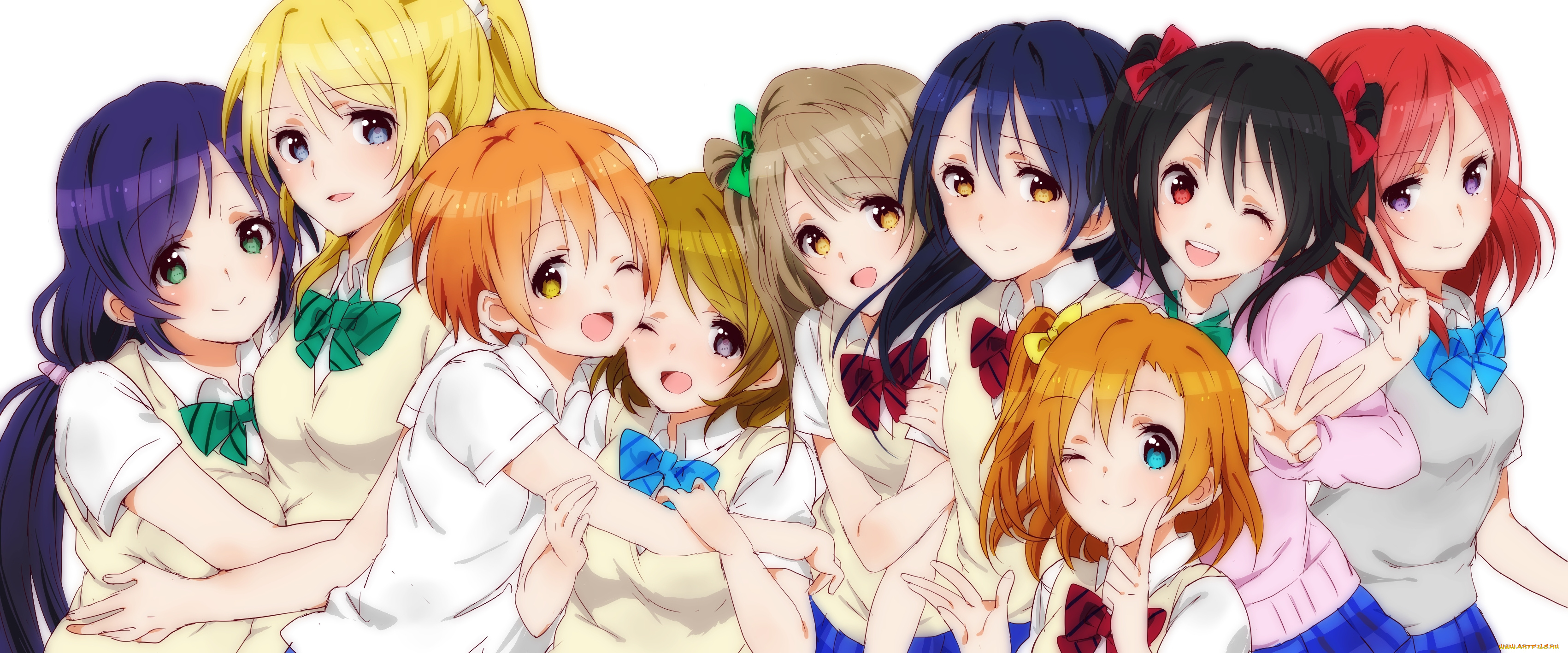 аниме, love, live, , school, idol, project, фон, взгляд, девушки