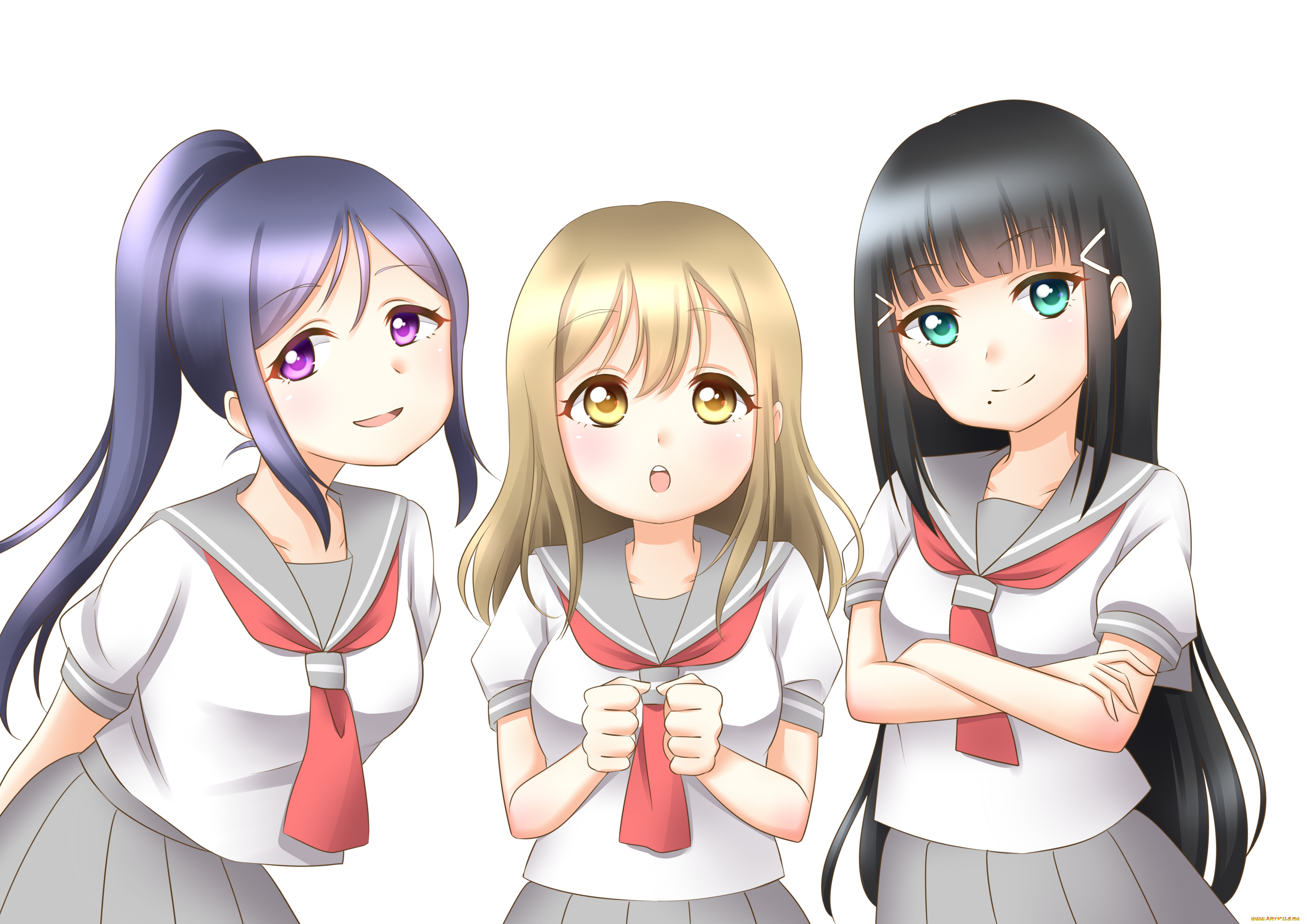 аниме, love, live, , school, idol, project, фон, взгляд, девушки