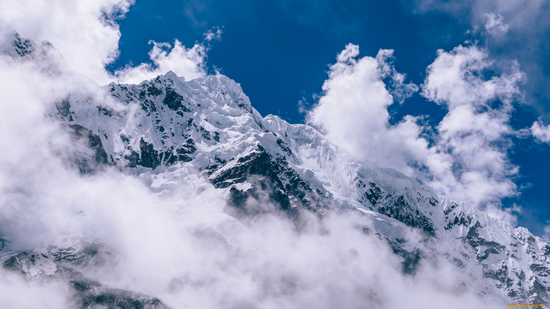 природа, горы, облака, вершина