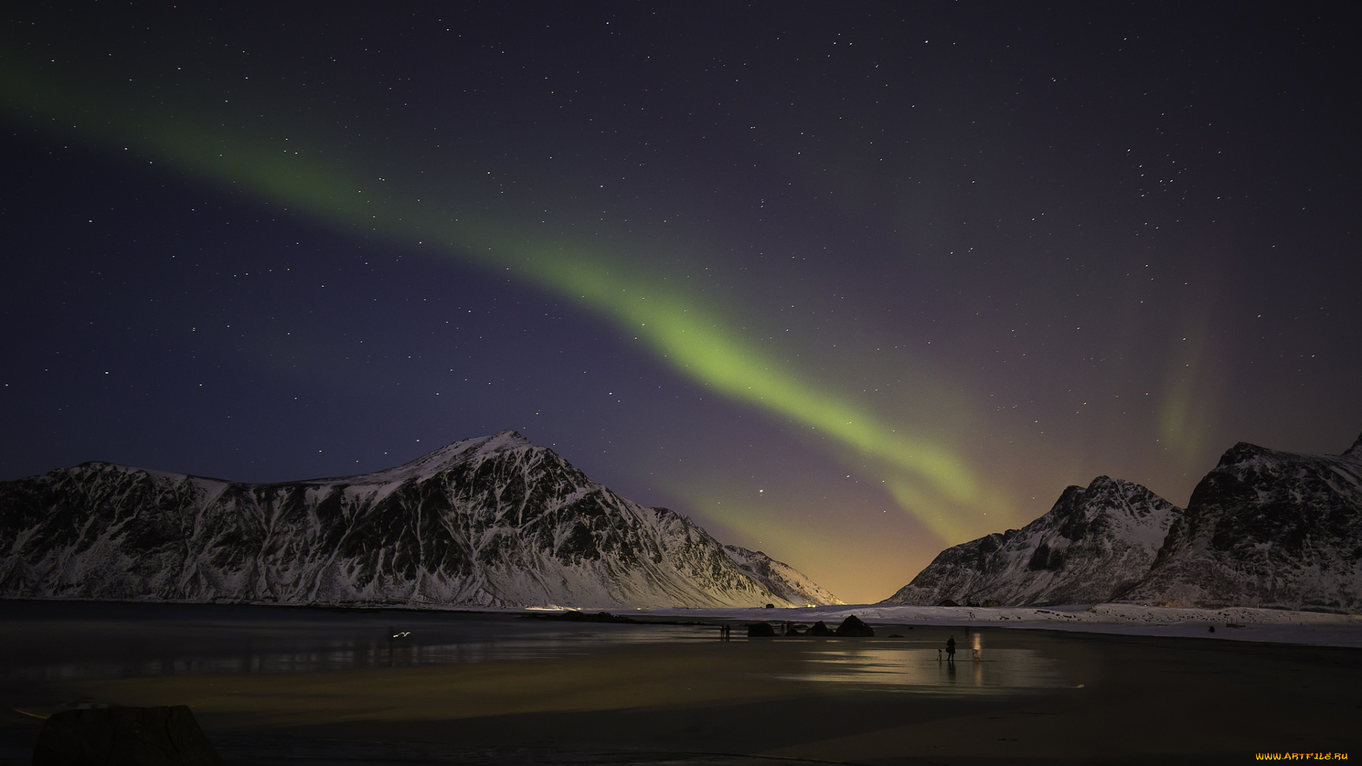 природа, северное, сияние, простор