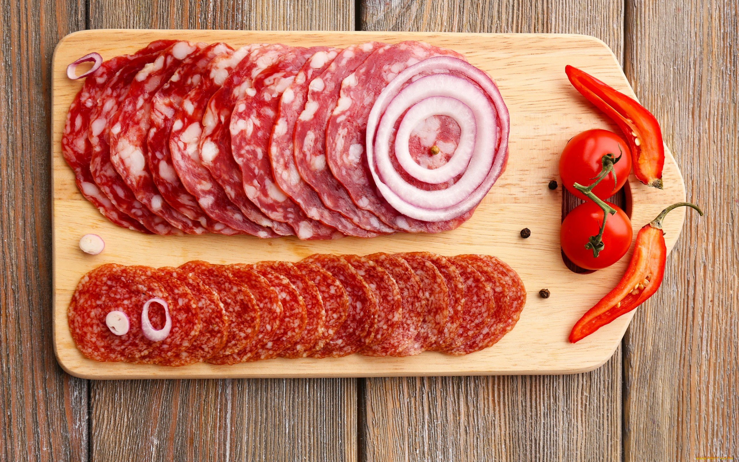 еда, колбасные, изделия, перец, колбаса, салями, лук, нарезка, помидор