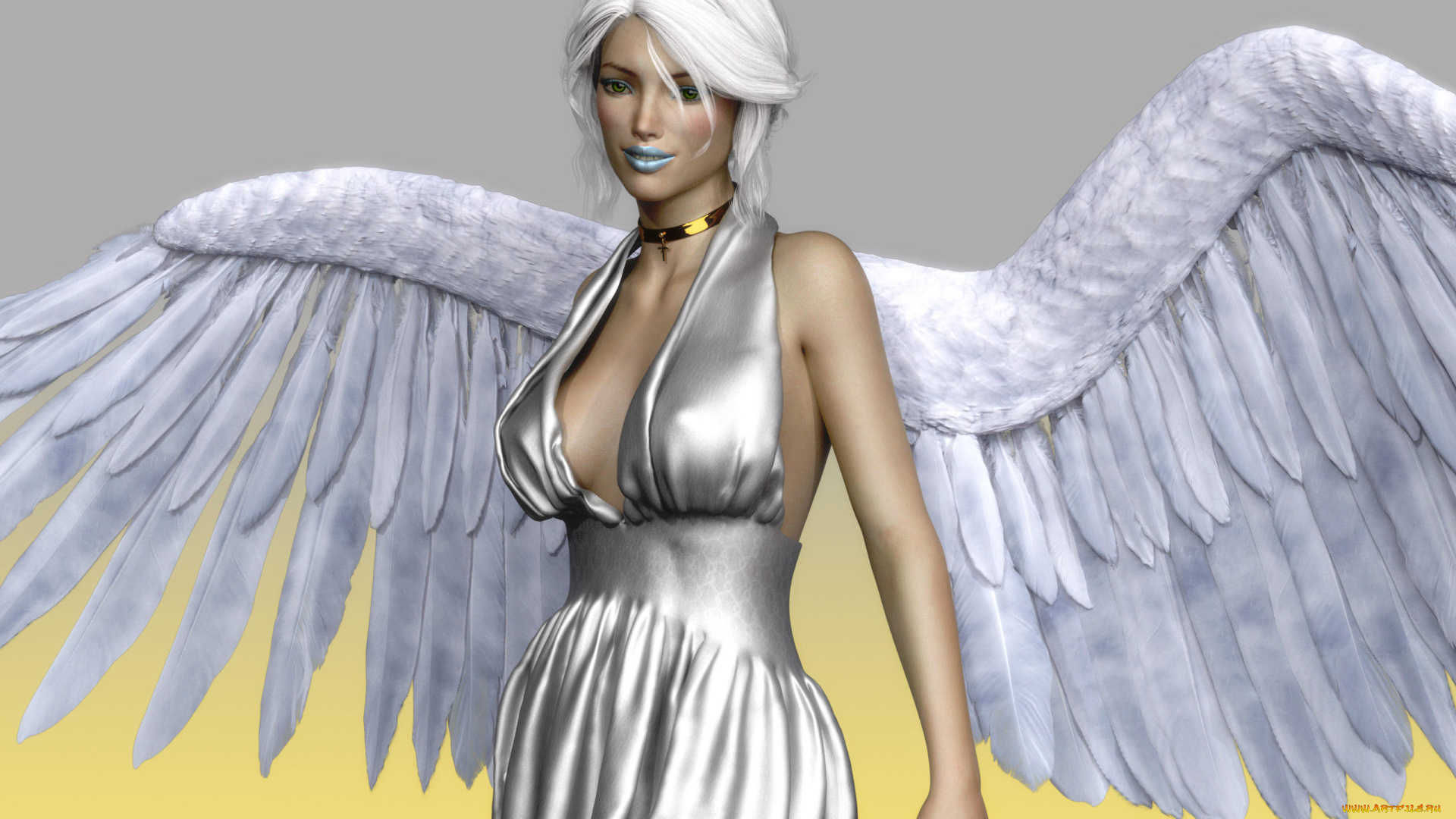 3д, графика, ангел, , angel, девушка, взгляд, фон