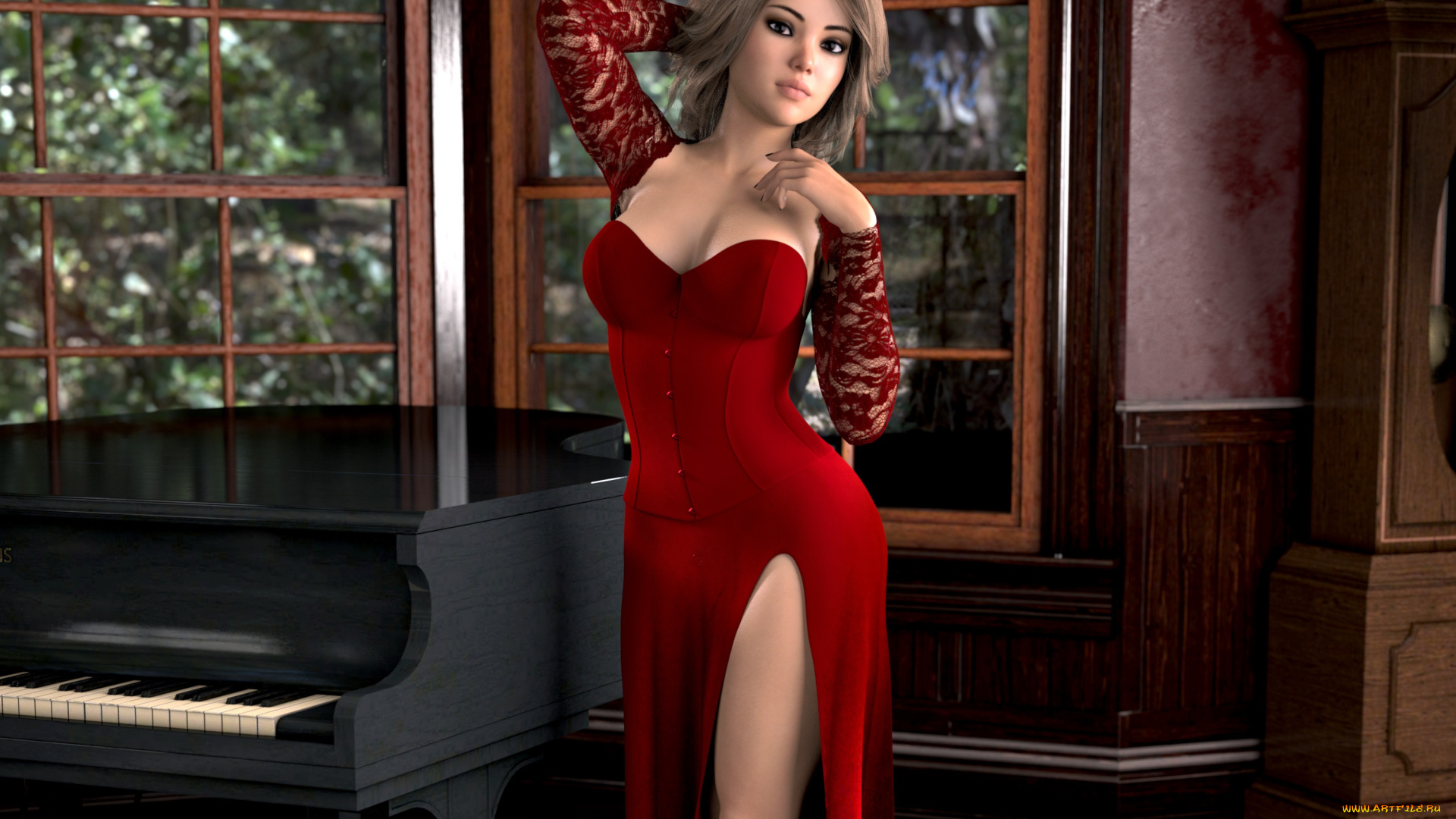 3д, графика, люди, , people, девушка, взгляд, фон