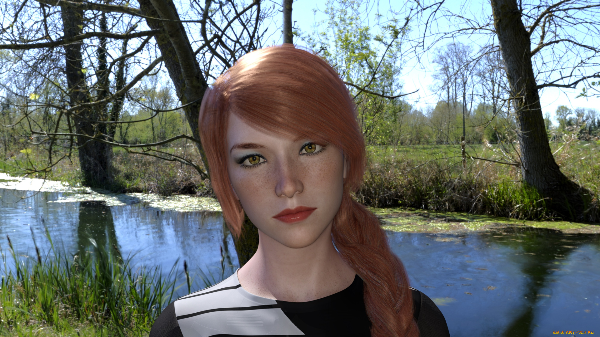 3д, графика, портрет, , portraits, девушка, взгляд, фон