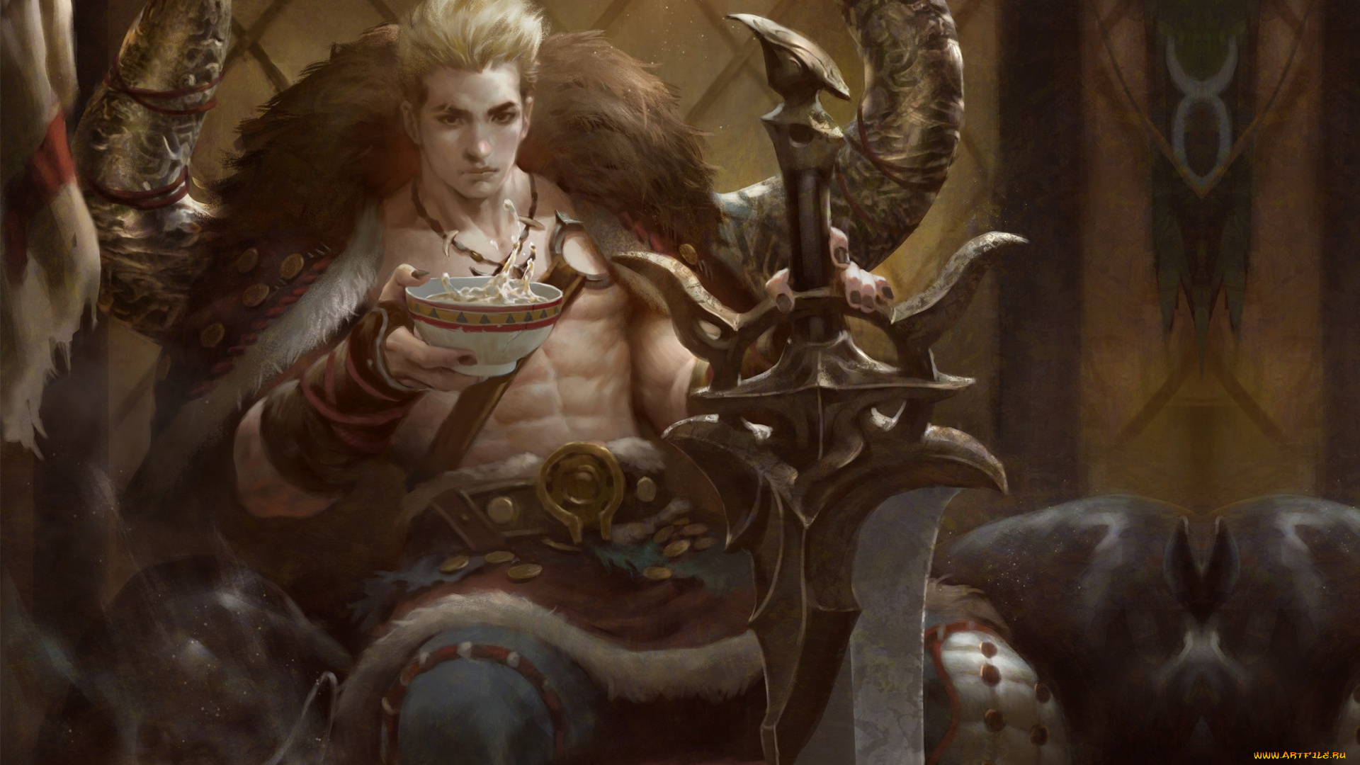 фэнтези, люди, taurus, меч, трон, fantasy, illustrator, lius, lasahido