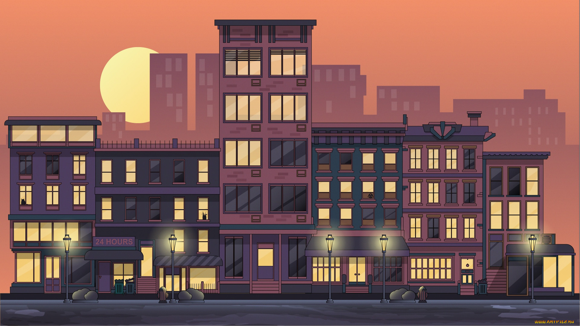 векторная, графика, город, , city, город, городской, вид, произведения, искусства