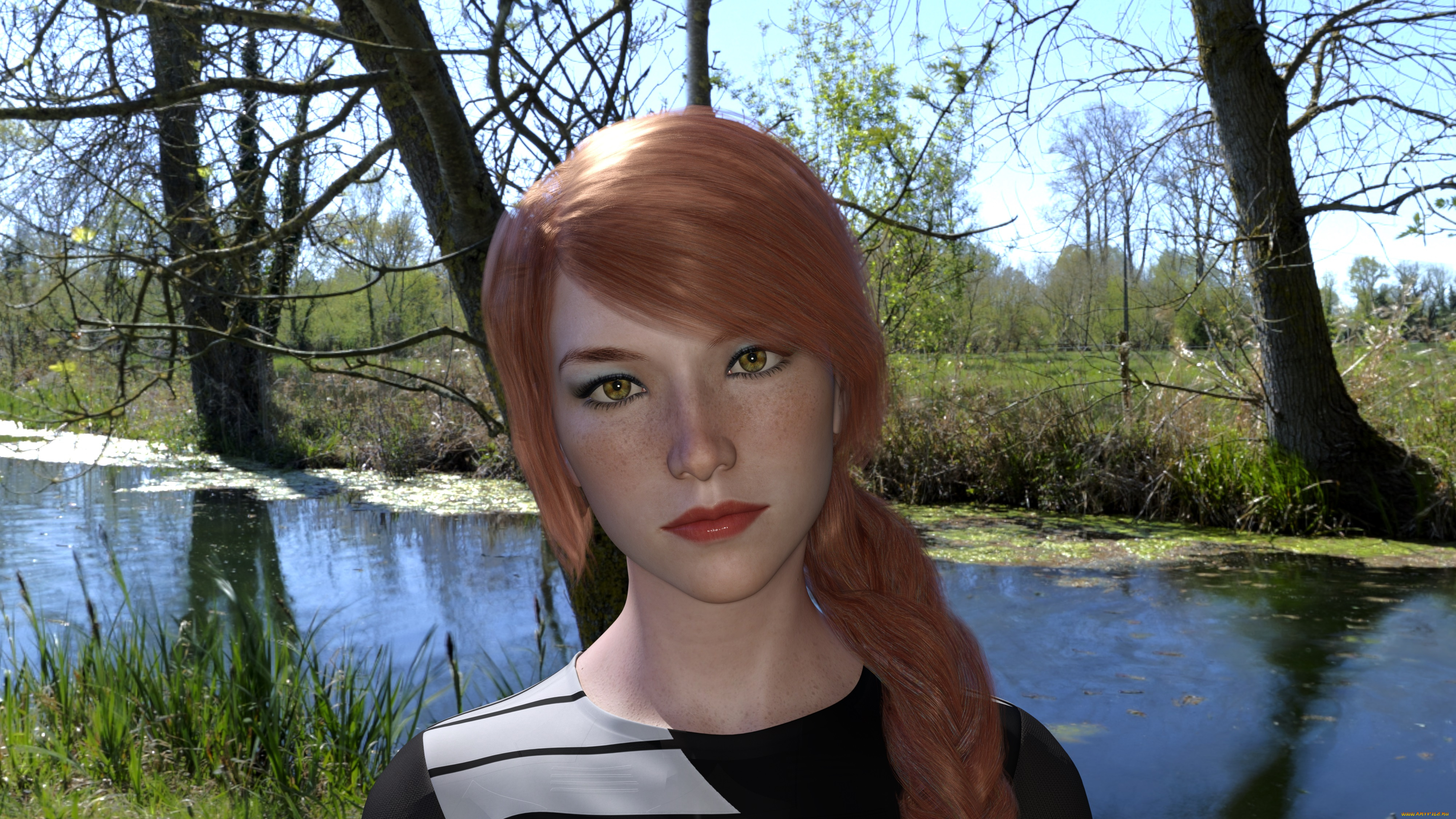 3д, графика, портрет, , portraits, девушка, взгляд, фон