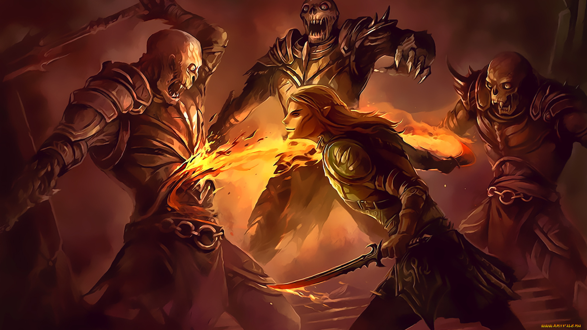 календари, фэнтези, 2019, calendar, монстр, нежить, ооужие, огонь, пламя, существо