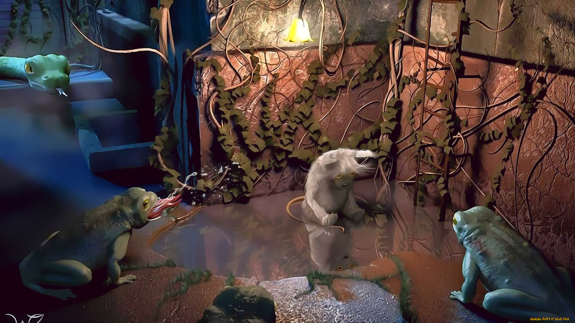 календари, фэнтези, животное, жаба, лягушка, помещение, calendar, 2019