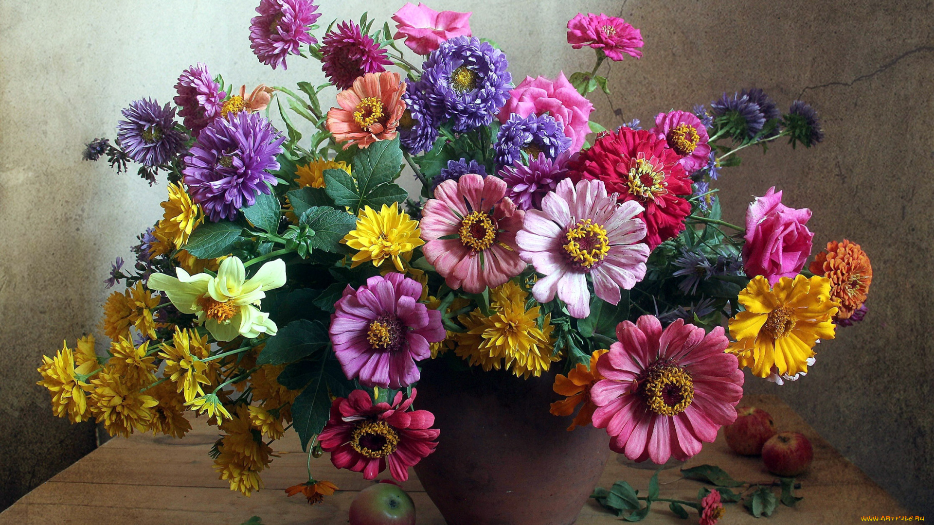 цветы, букеты, , композиции, цинния, астры