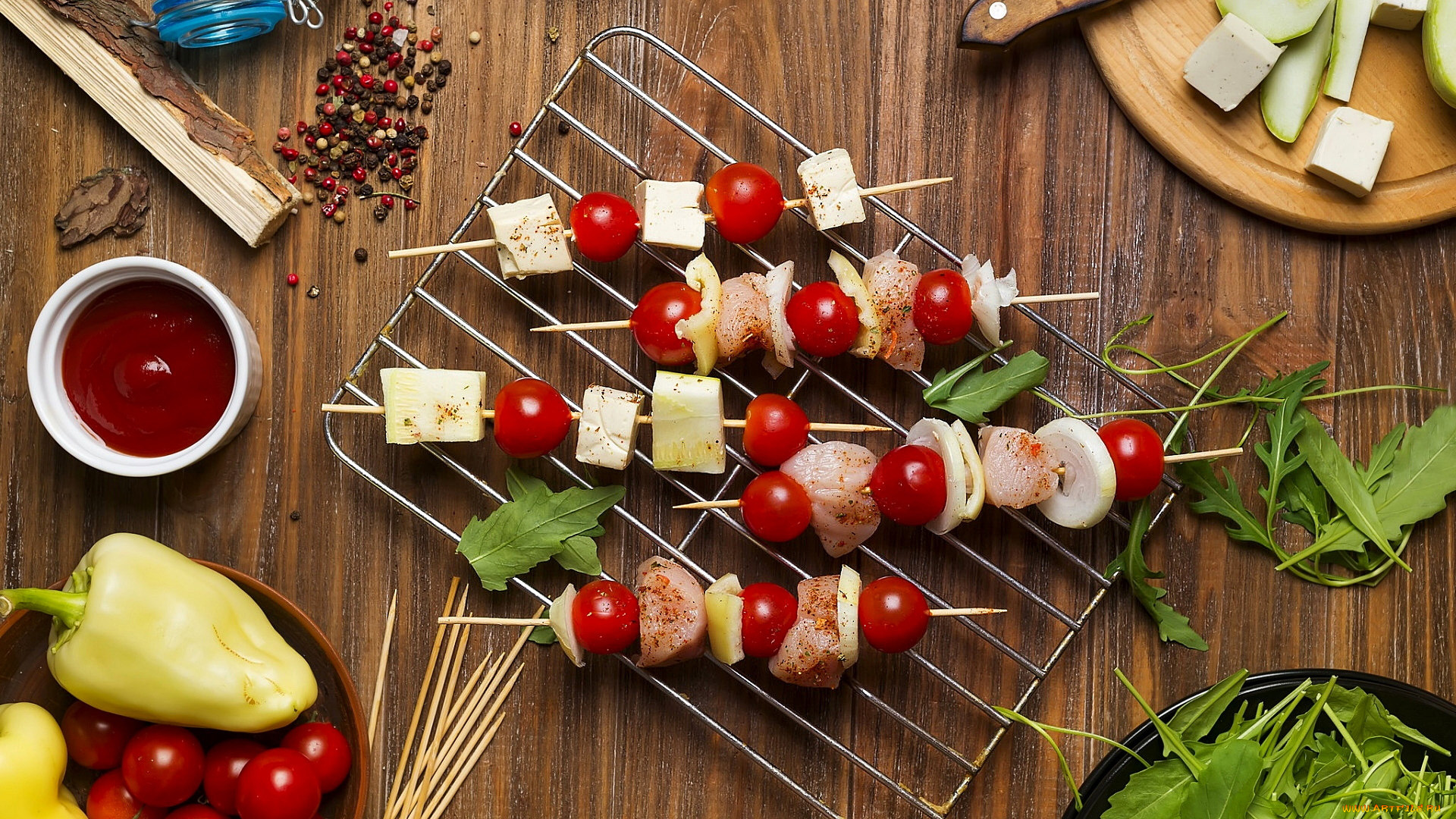 еда, шашлык, , барбекю, кетчуп, зелень