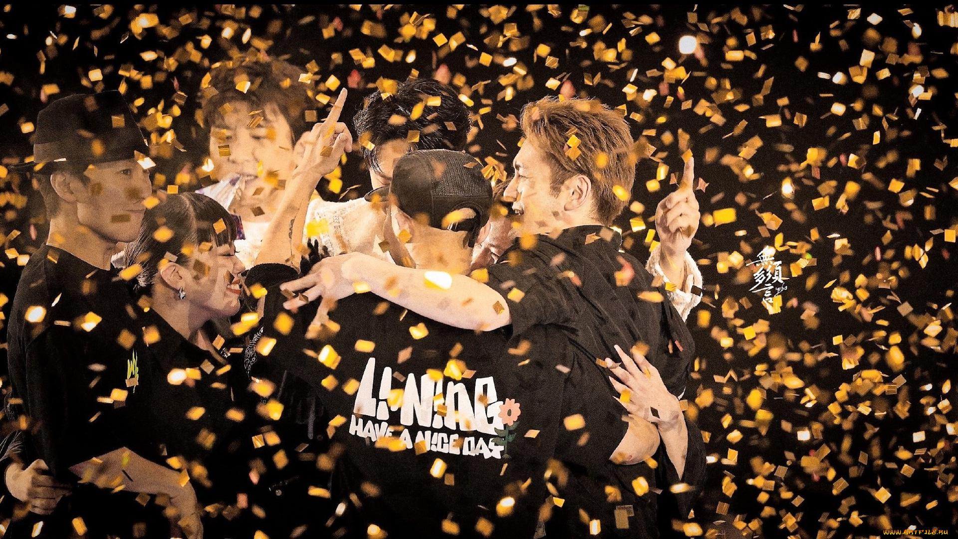 разное, знаменитости, команда, радость, конфетти