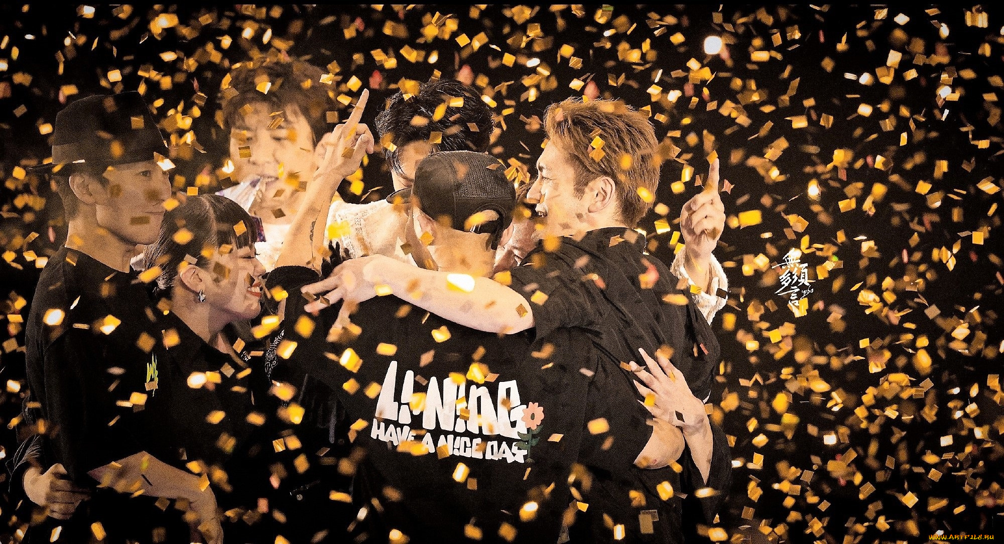 разное, знаменитости, команда, радость, конфетти