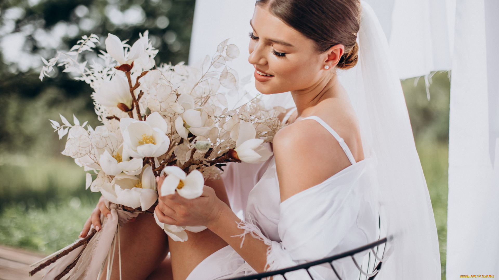 девушки, -, невесты, невеста, букет