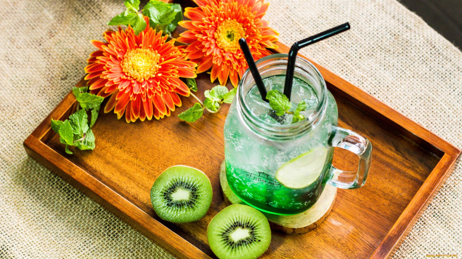 еда, напитки, , коктейль, мохито, коктейль, мята, киви