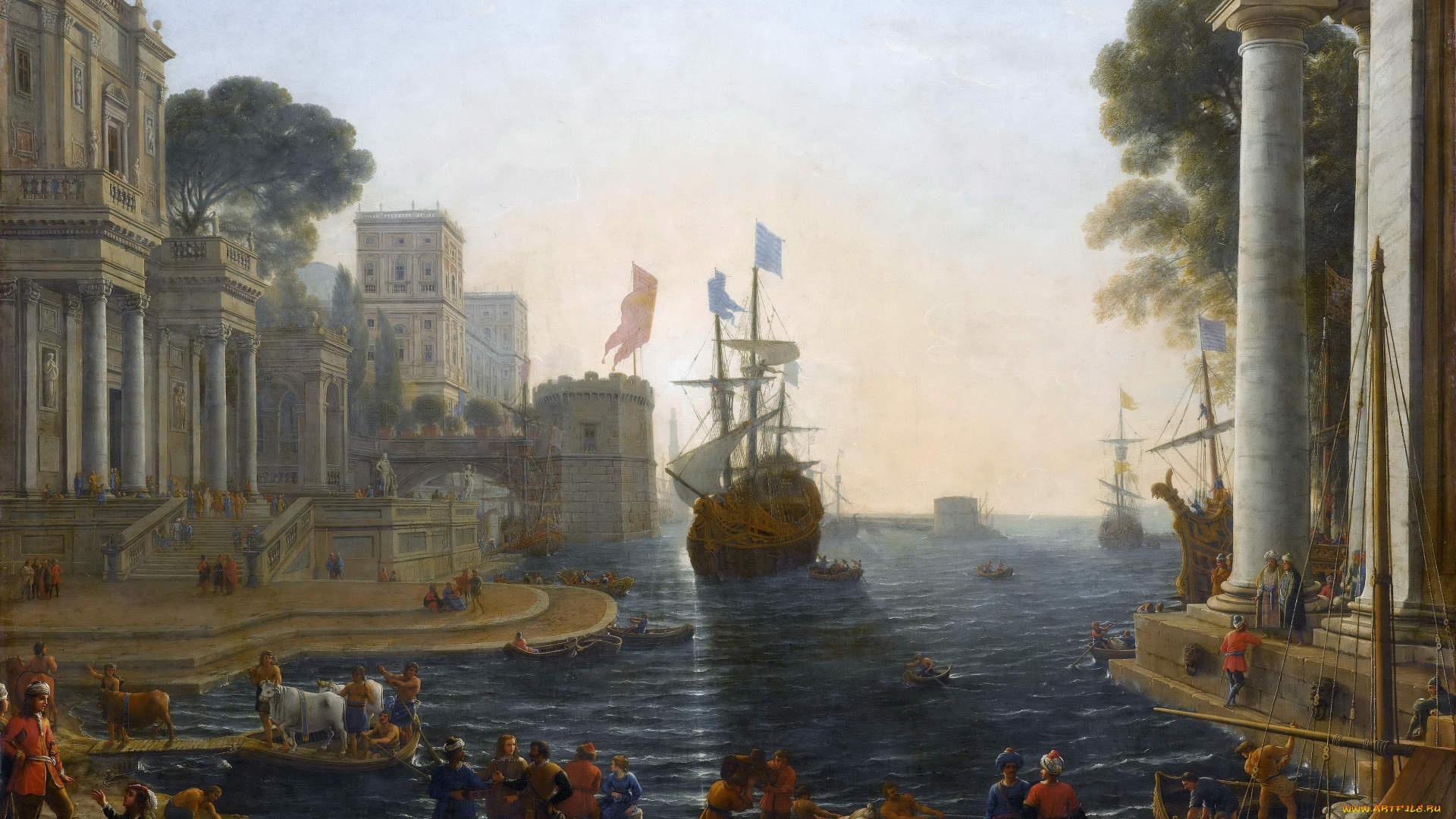 claude, lorrain, рисованное, лувр, лоррен, клод, желле, 1600, шамань, 1682, рим, oдиссей, возвращает, хрисеиду, ее, отцу