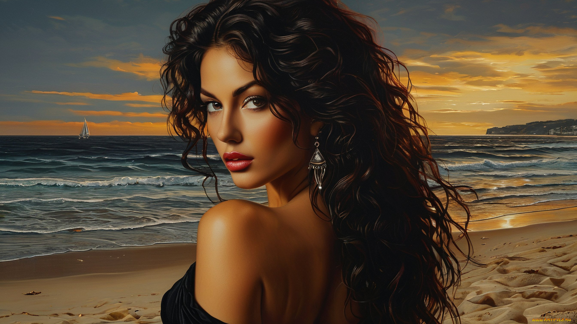 рисованное, люди, нейросети, графика, нейроарт, ai, art, нейронные, сети, рисунки, нейро, искусство, нейрографика, graphics, neuroart, neural, networks, drawings, neuro, neurography, девушка, море, портрет