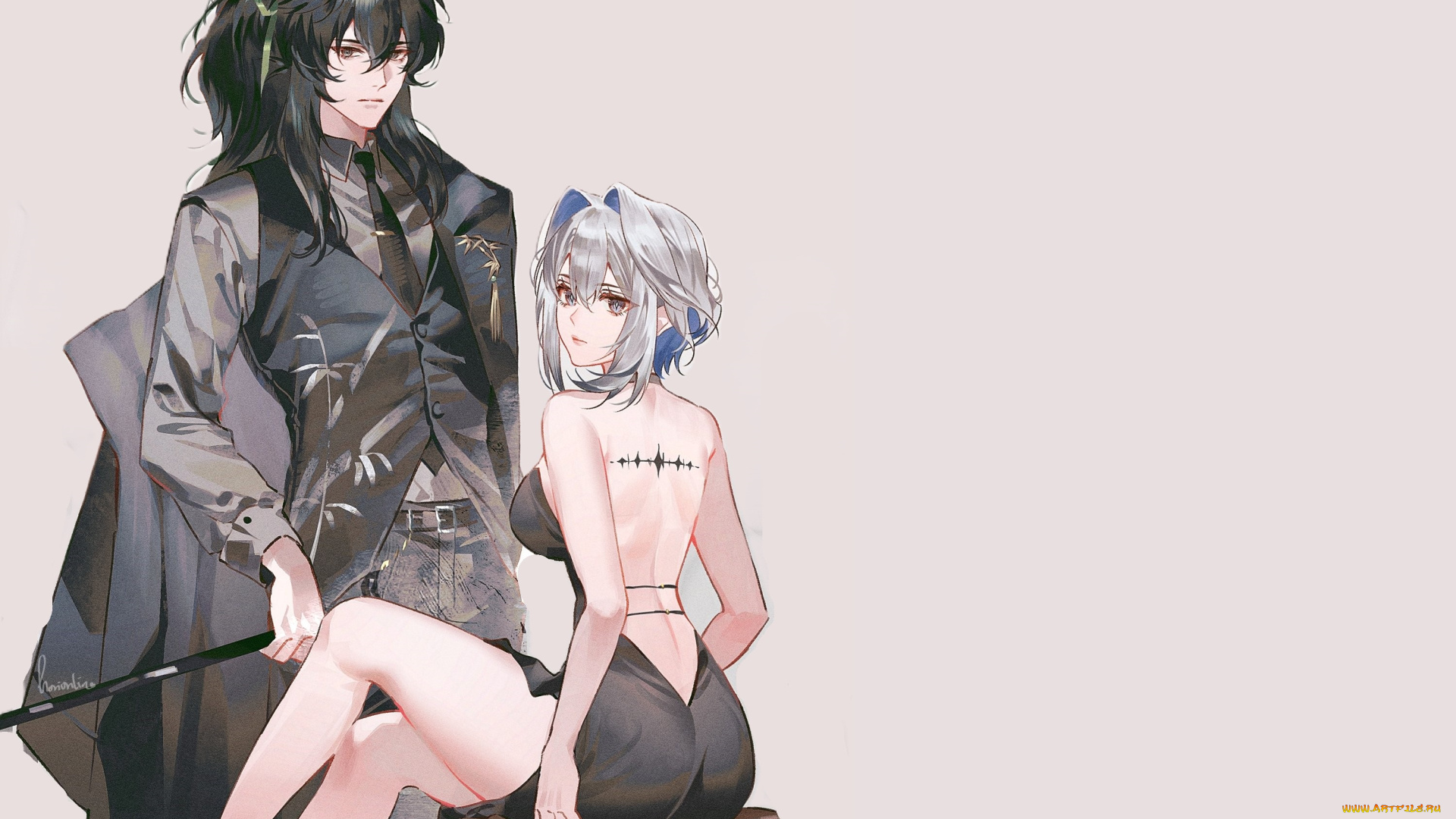 аниме, wuthering, waves, парень, девушка