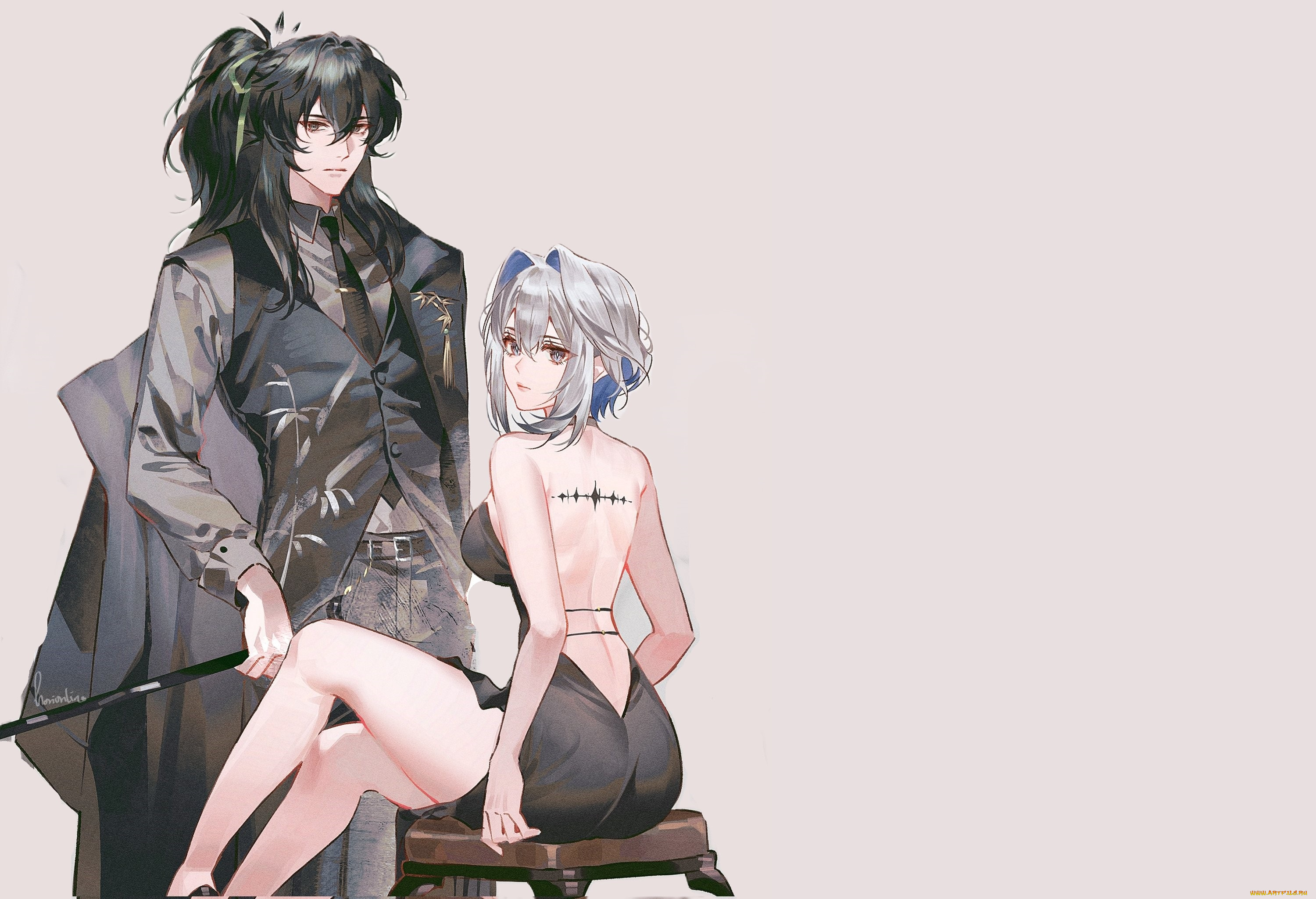 аниме, wuthering, waves, парень, девушка