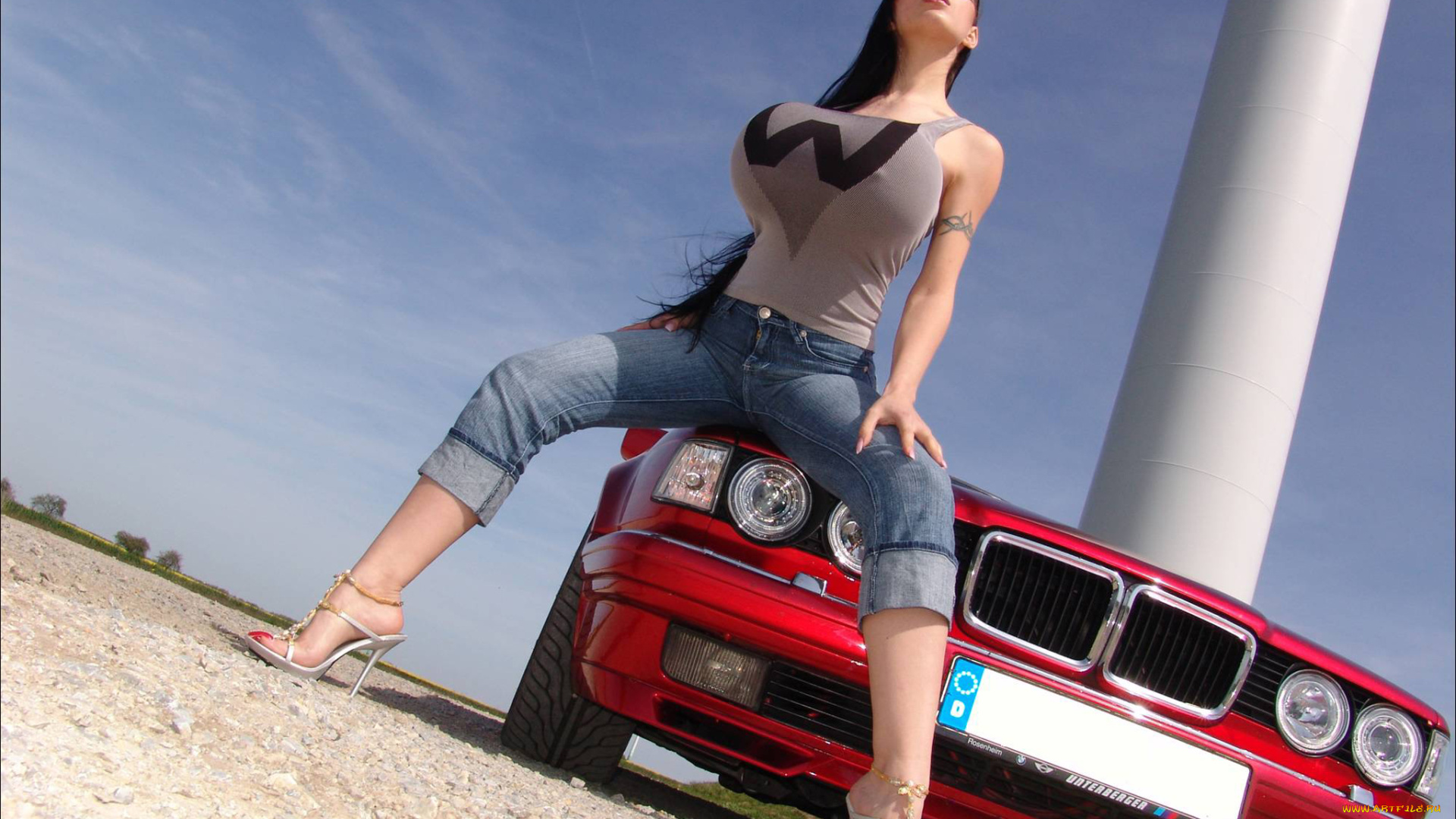 penelope, black, diamond, автомобили, авто, девушками, поза, татуировка, джинсы, очки, девушка, красный, m5, большая, грудь, bmw, силикон, грудь, сиськи