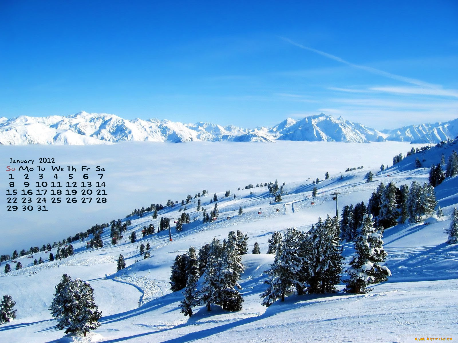 календари, природа, зима, снег, ель, горы
