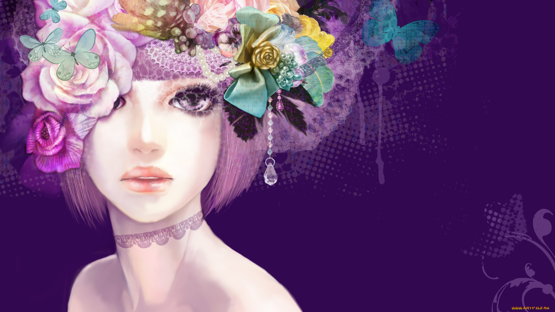 рисованные, люди, девушка