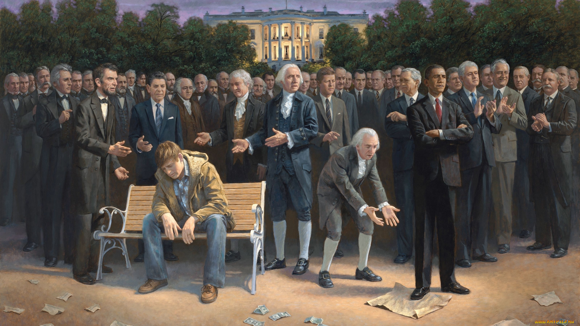 рисованные, люди, президенты, сша