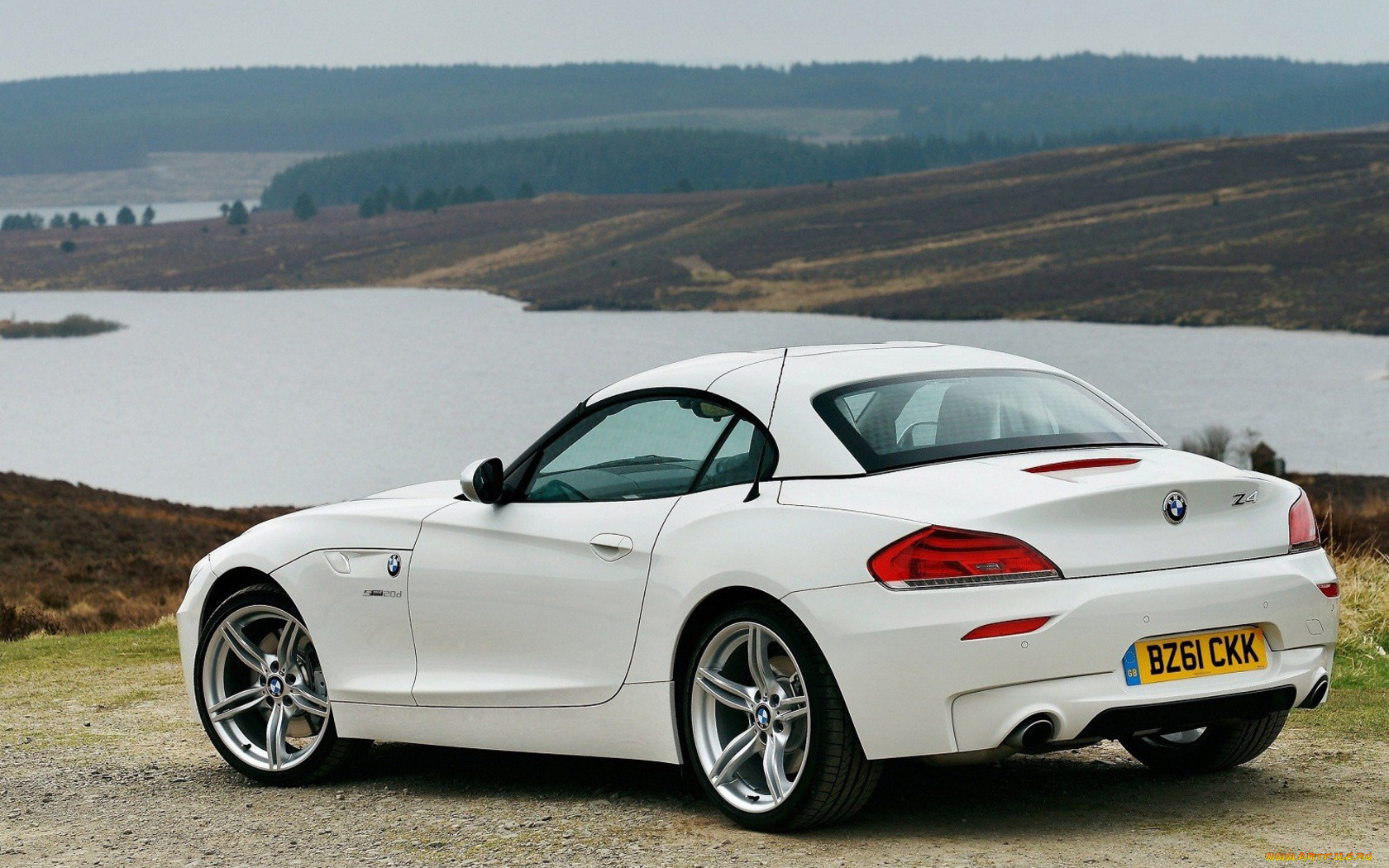bmw, z4, автомобили, белый, река, поле