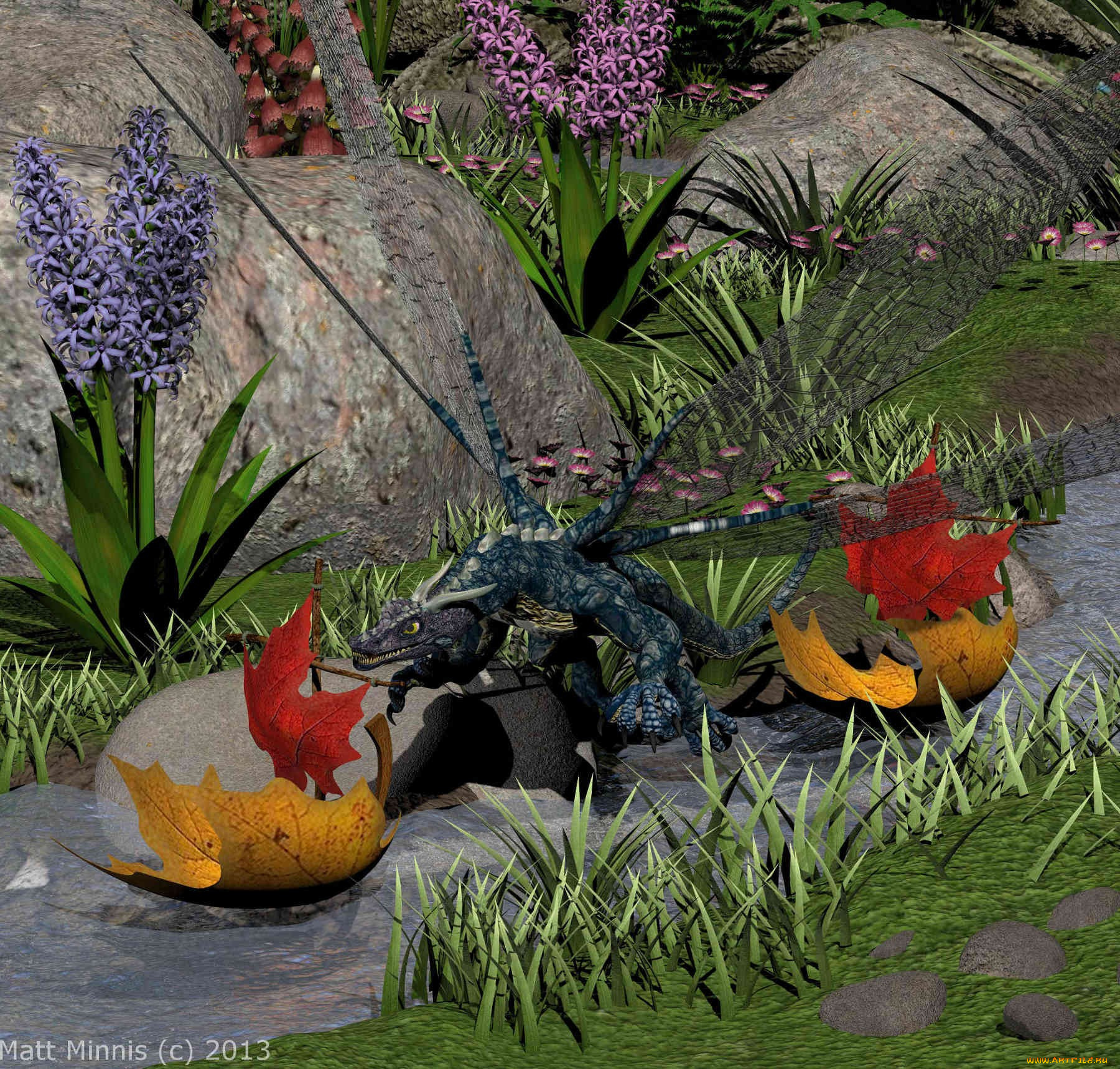 3д, графика, fantasy, фантазия, bubbles, leafboat, race