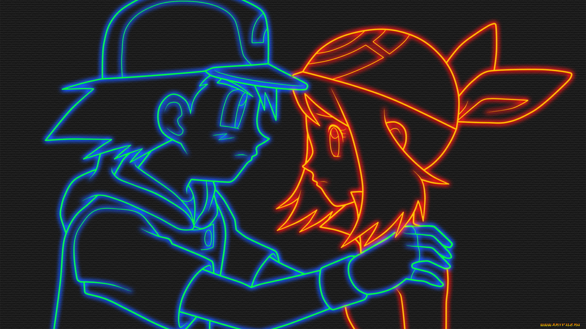 аниме, pokemon, мальчик, девочка