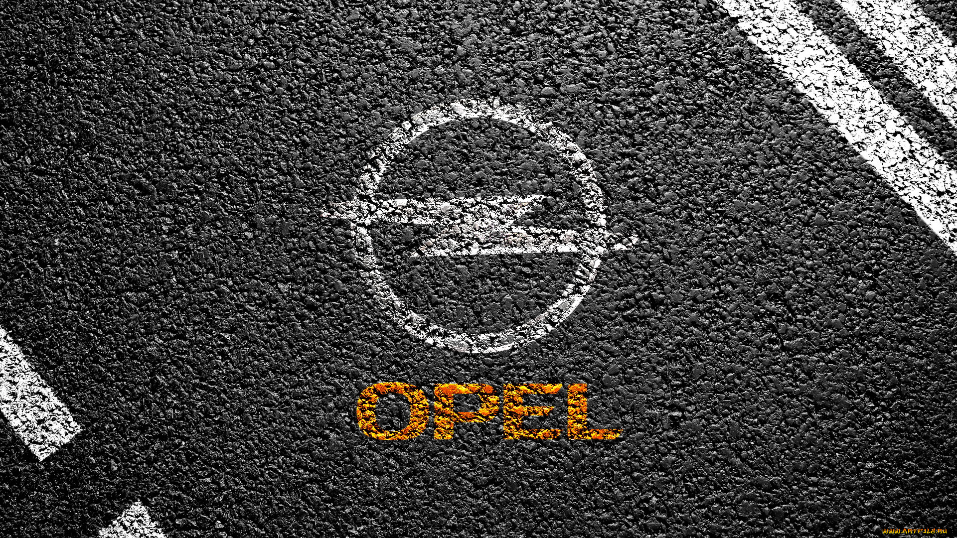 бренды, авто, мото, opel, асфальт, разметка, эмблема