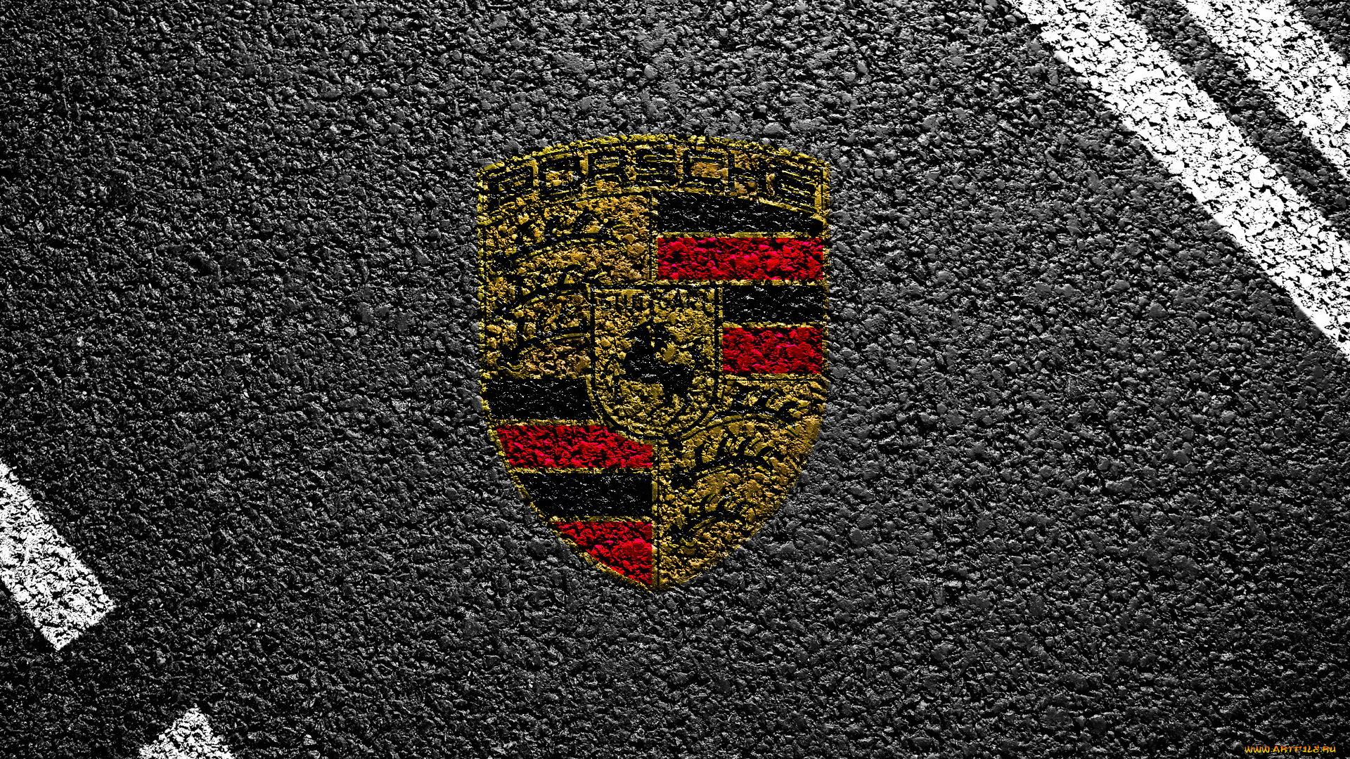 бренды, авто, мото, porsche, эмблема, разметка, асфальт
