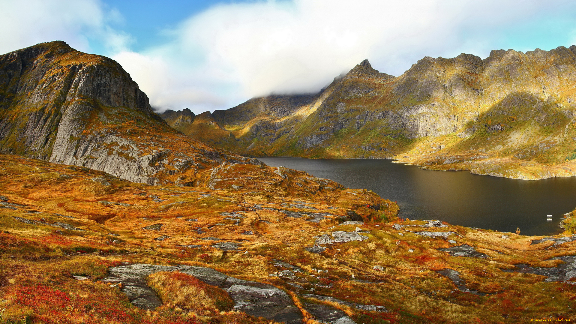 норвегия, озеро, agvatnet, природа, реки, озера, горы