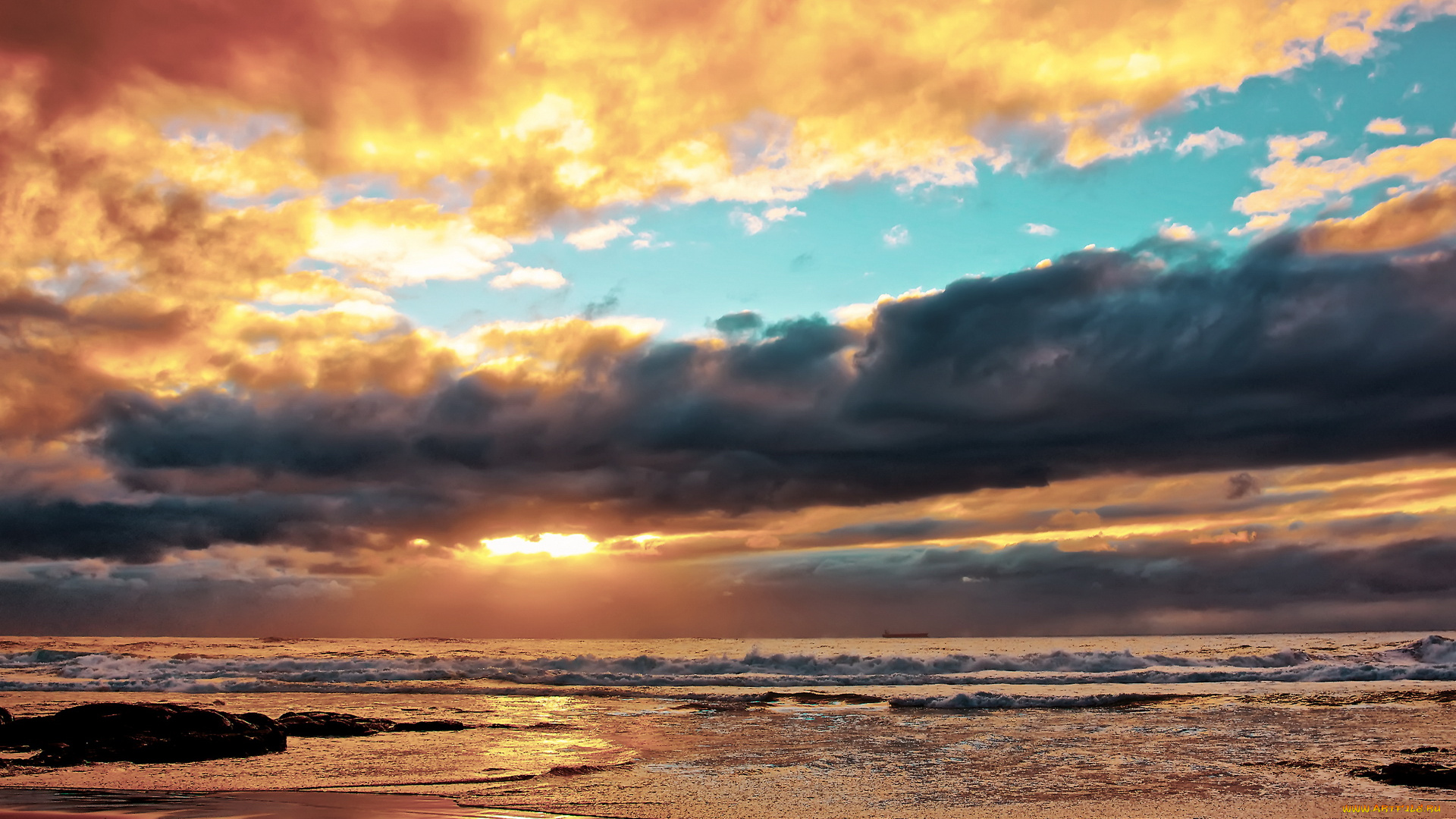 природа, восходы, закаты, море, волны, облака, закат