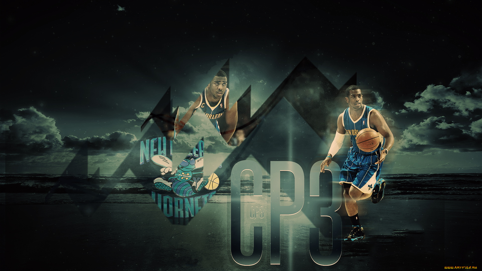 спорт, баскетбол, облака, мяч