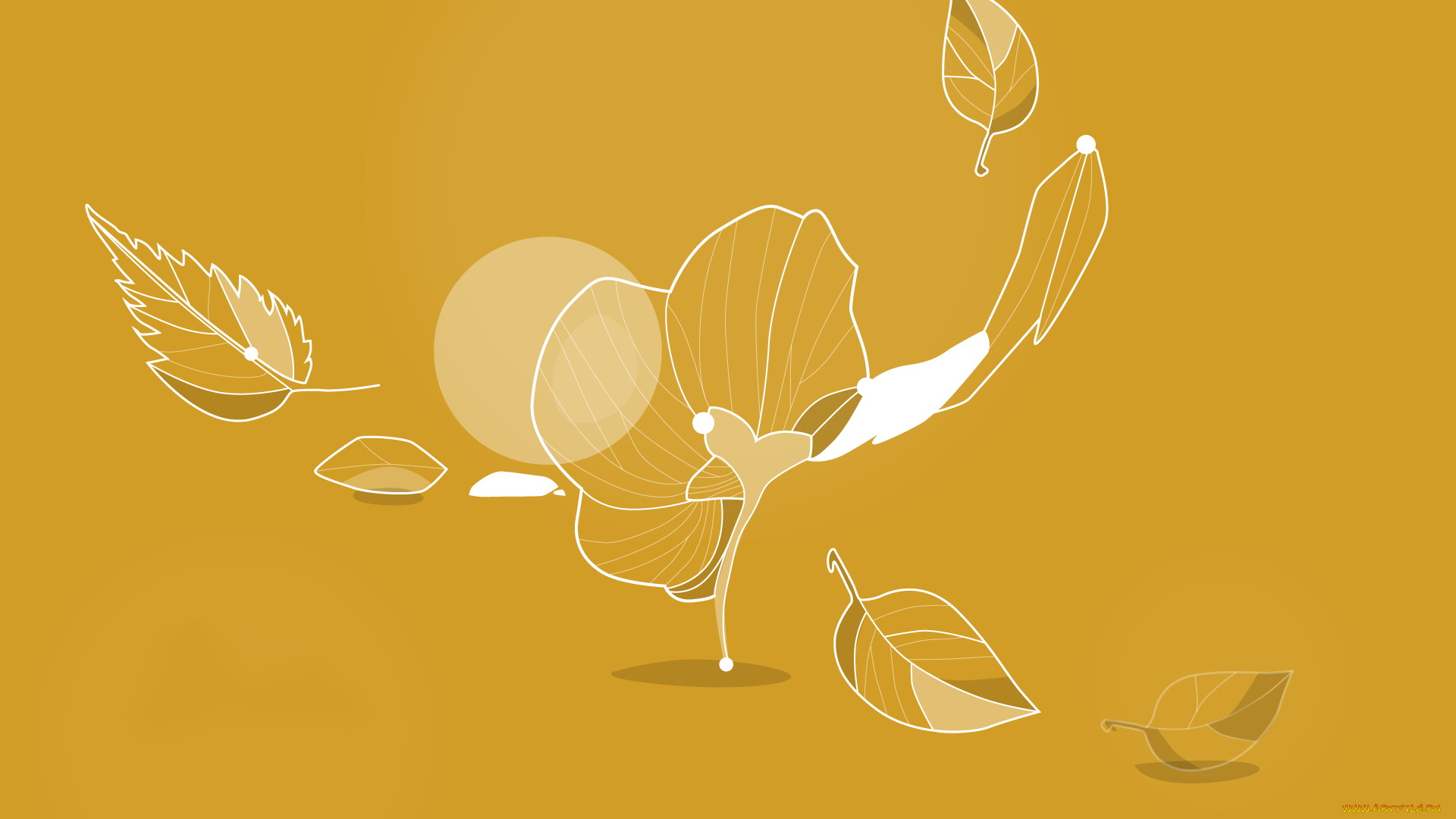 векторная, графика, фон, листья