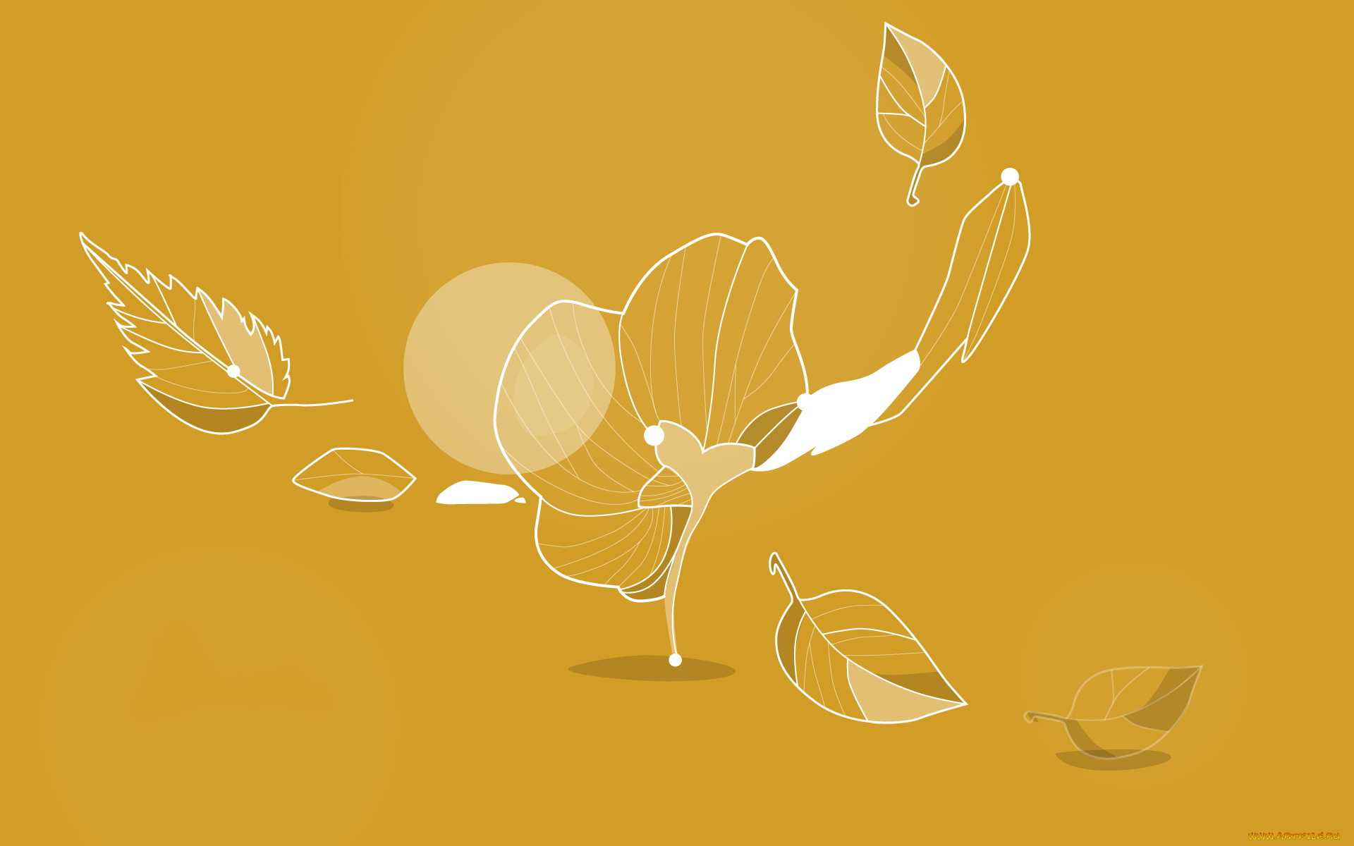 векторная, графика, фон, листья