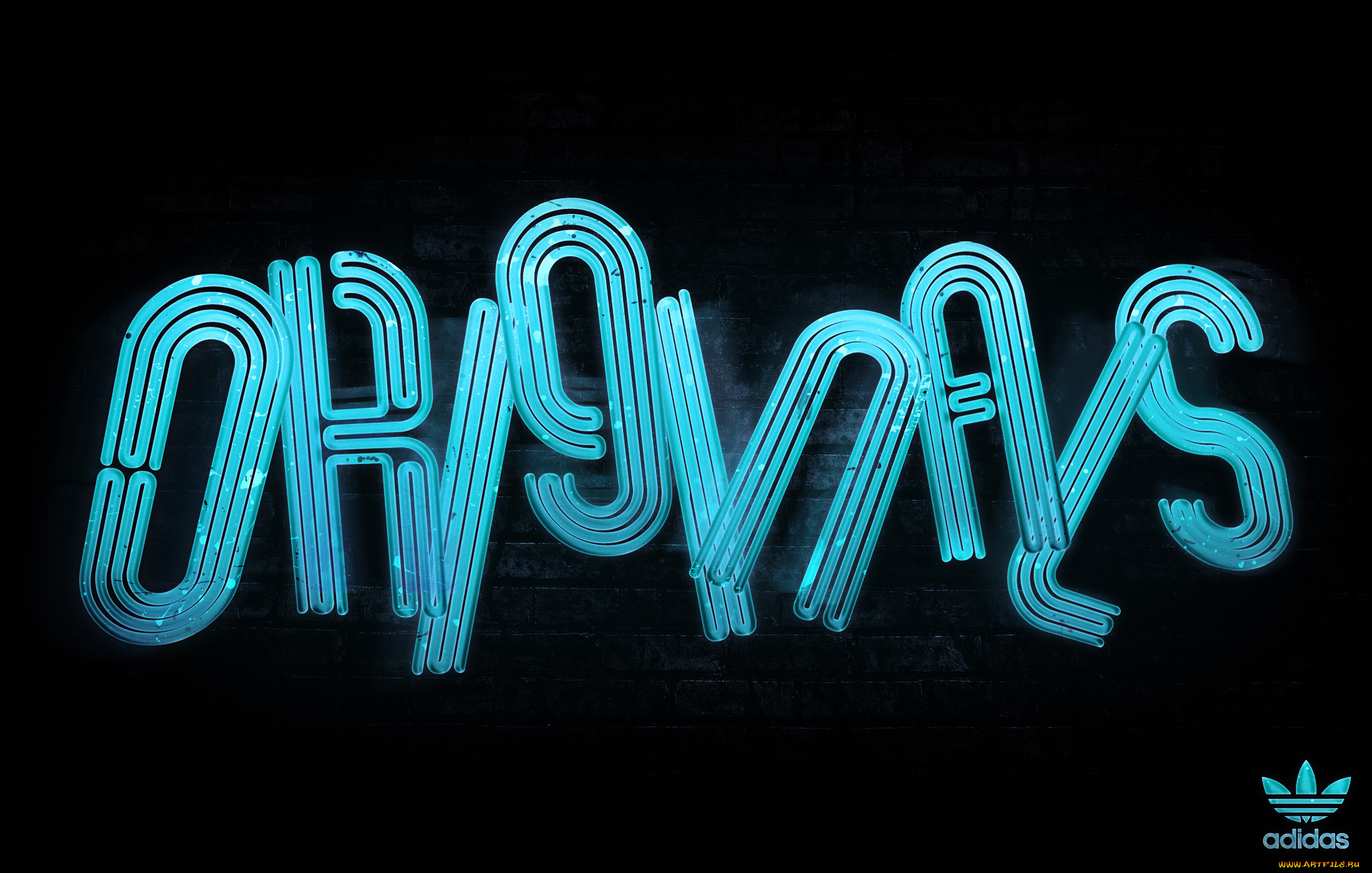 бренды, adidas, адидас, original, синий, неон, логотип