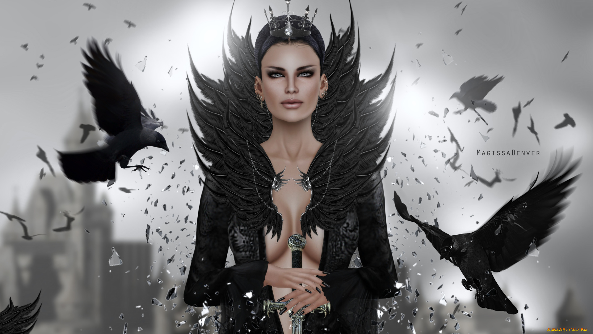 3д, графика, fantasy, , фантазия, вороны