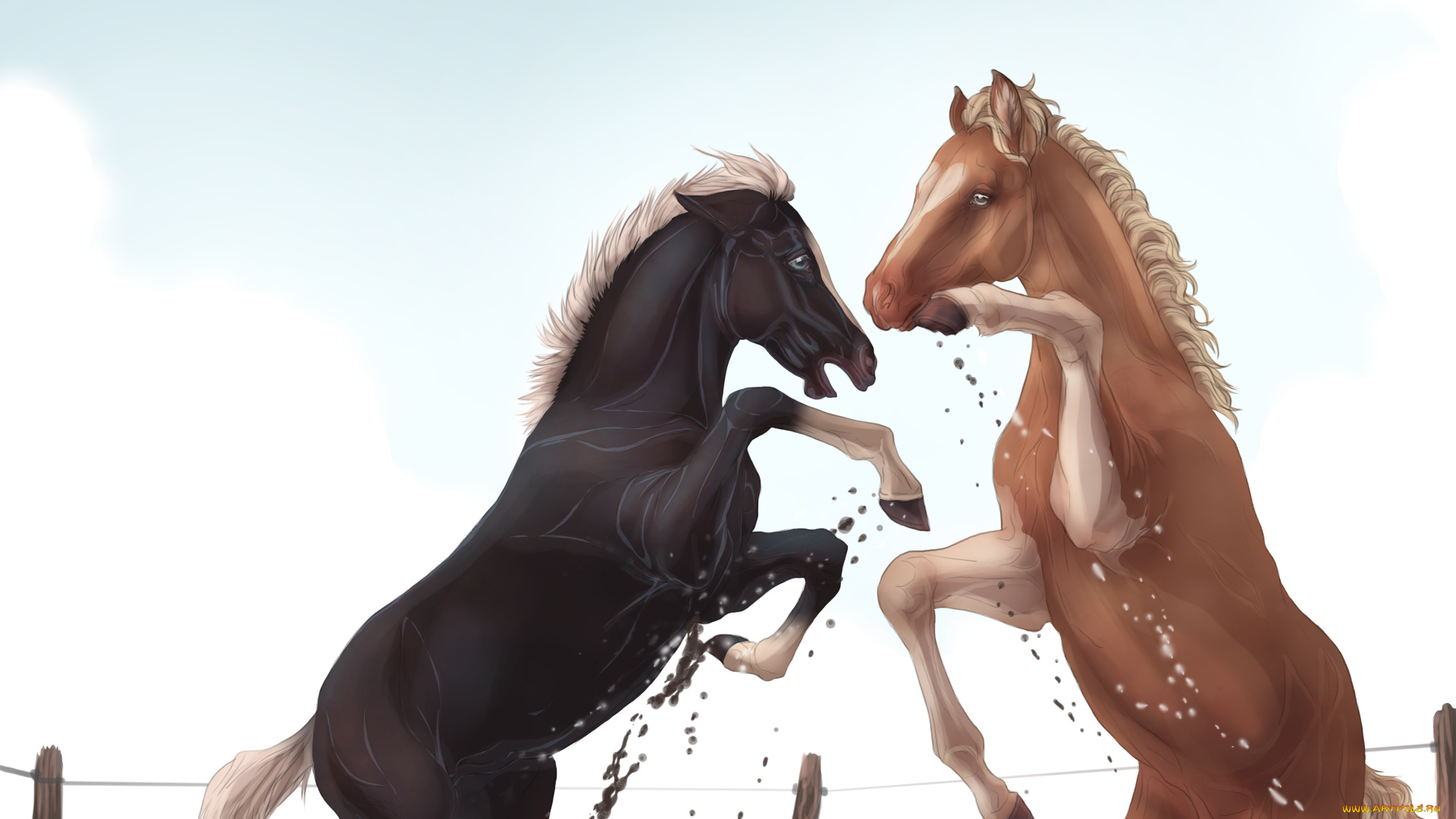 рисованные, животные, , лошади, лошади