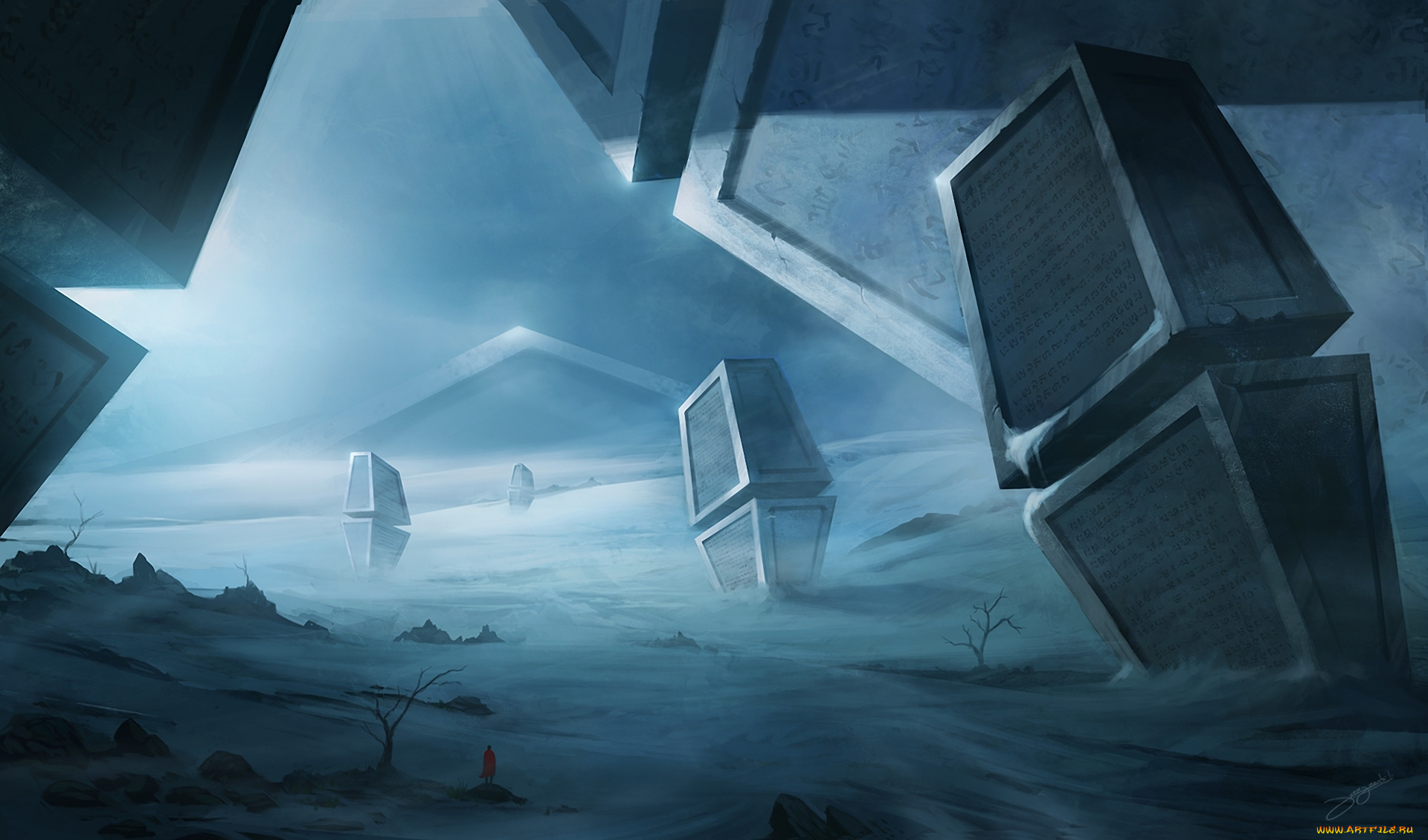 фэнтези, иные, миры, , иные, времена, надписи, сооружения, пустыня, обелиски, зима, ветер