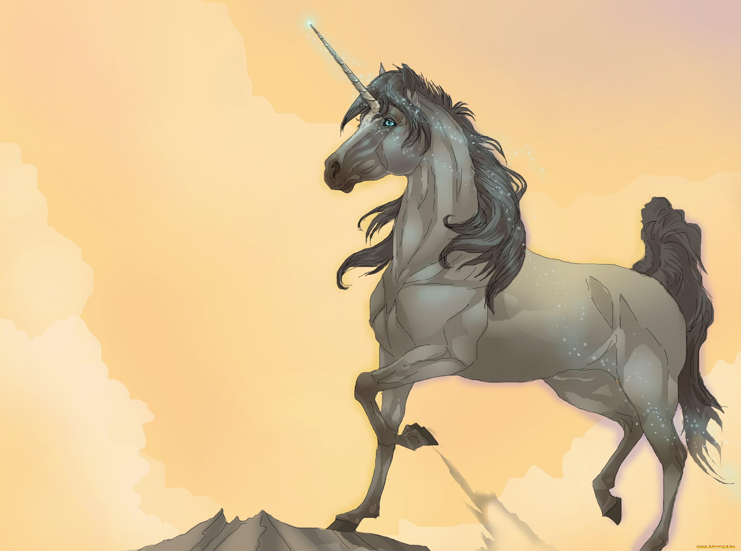 рисованные, животные, , сказочные, , мифические, единорог