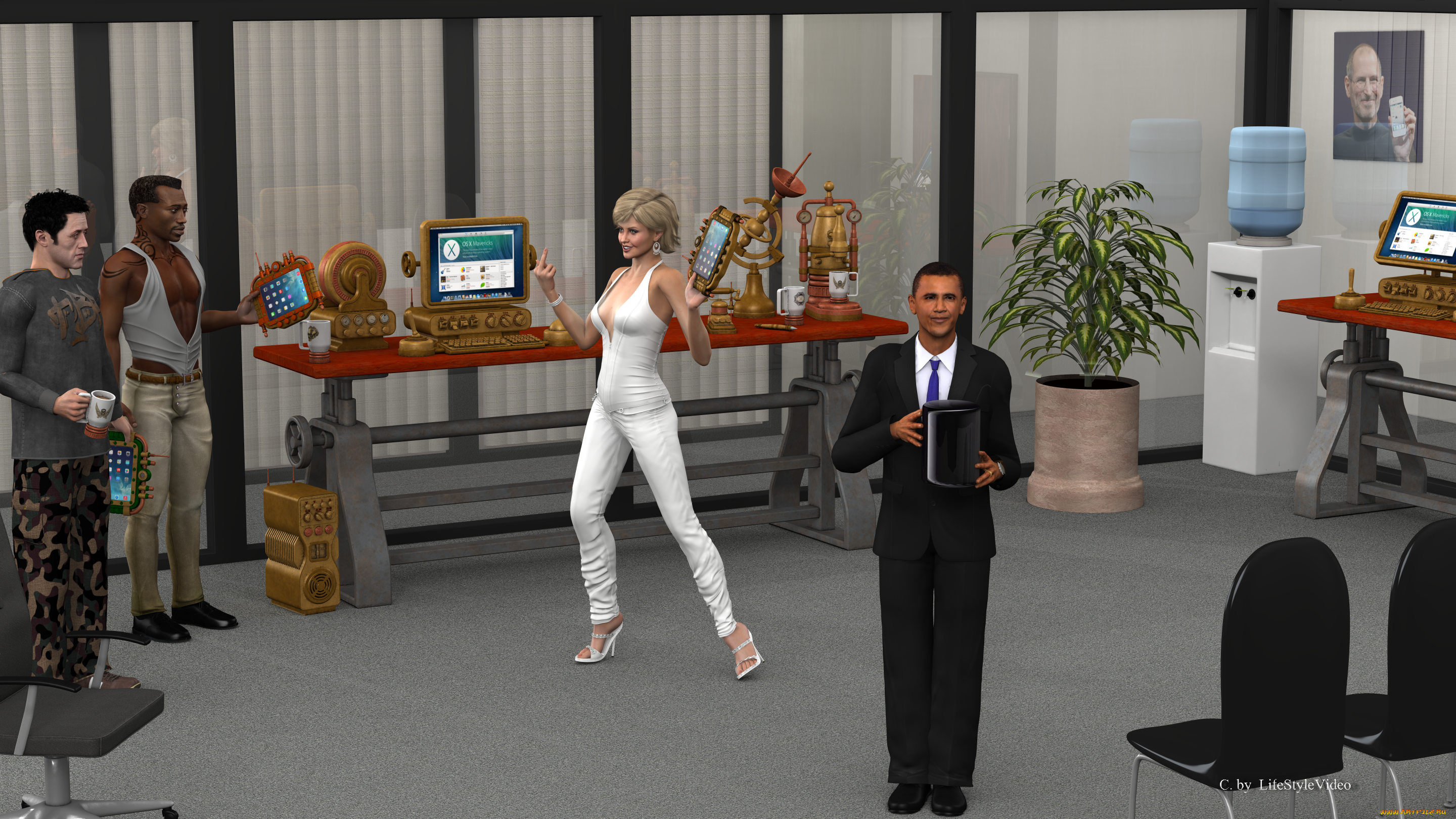 3д, графика, people, , люди, комната