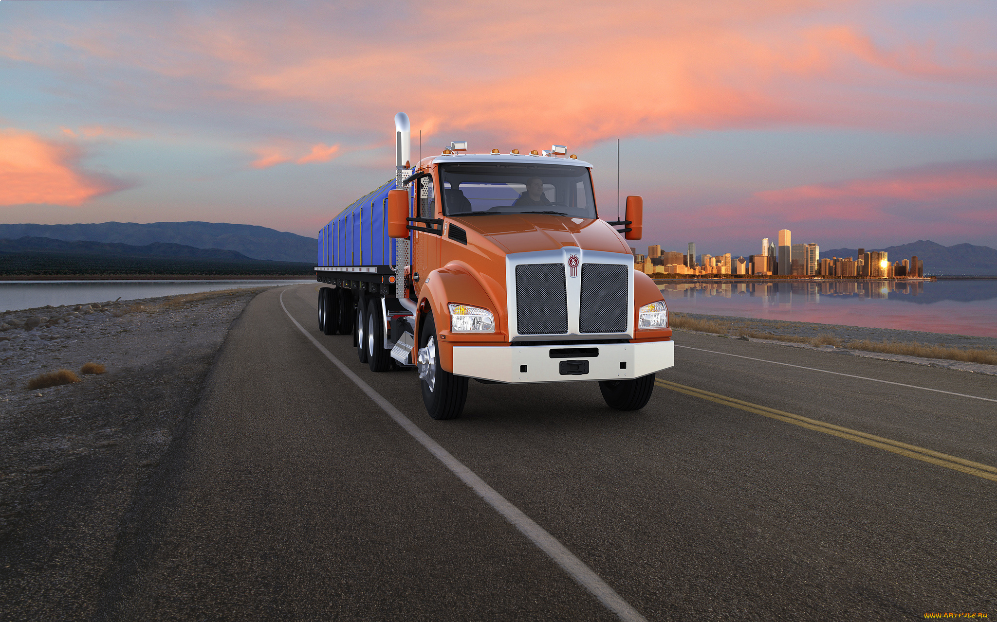 kenworth, -, t880, with, trailer, автомобили, kenworth, тяжелый, седельный, грузовик, тягач