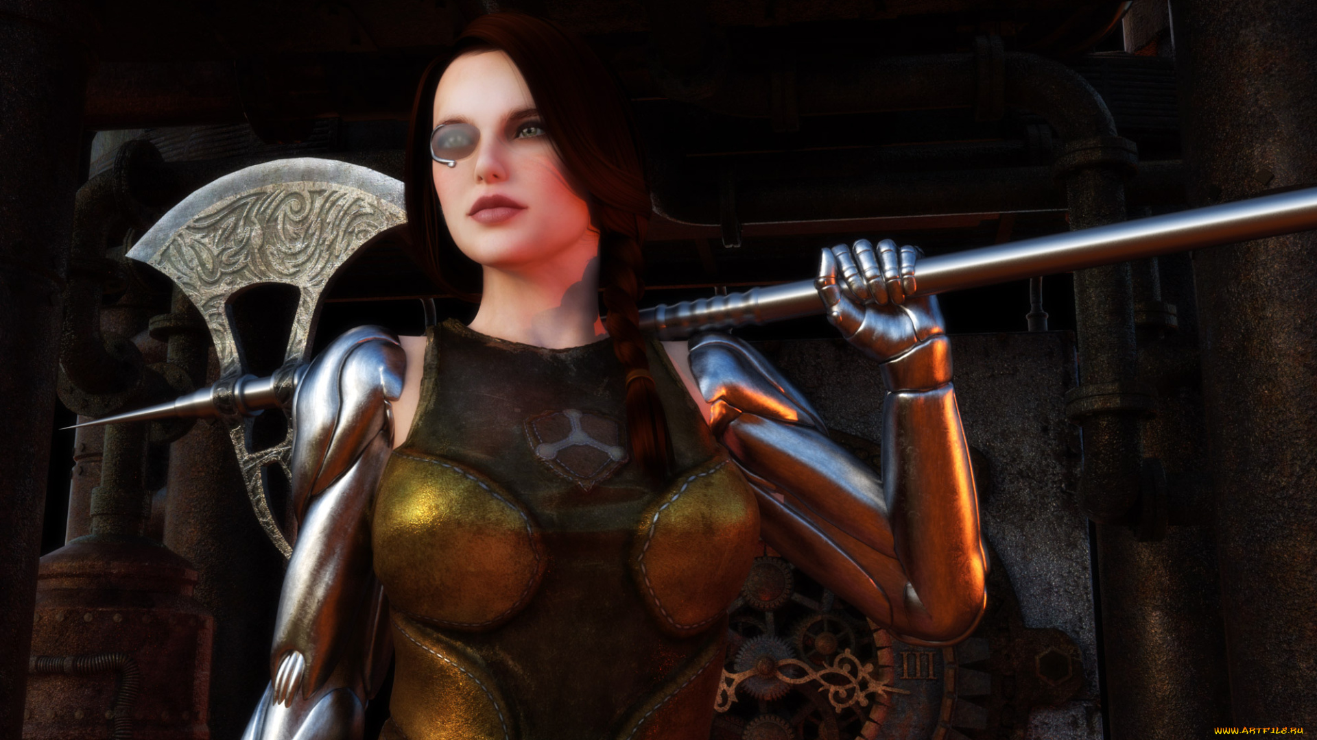 3д, графика, амазонки, , amazon, взгляд, девушка, оружие, фон