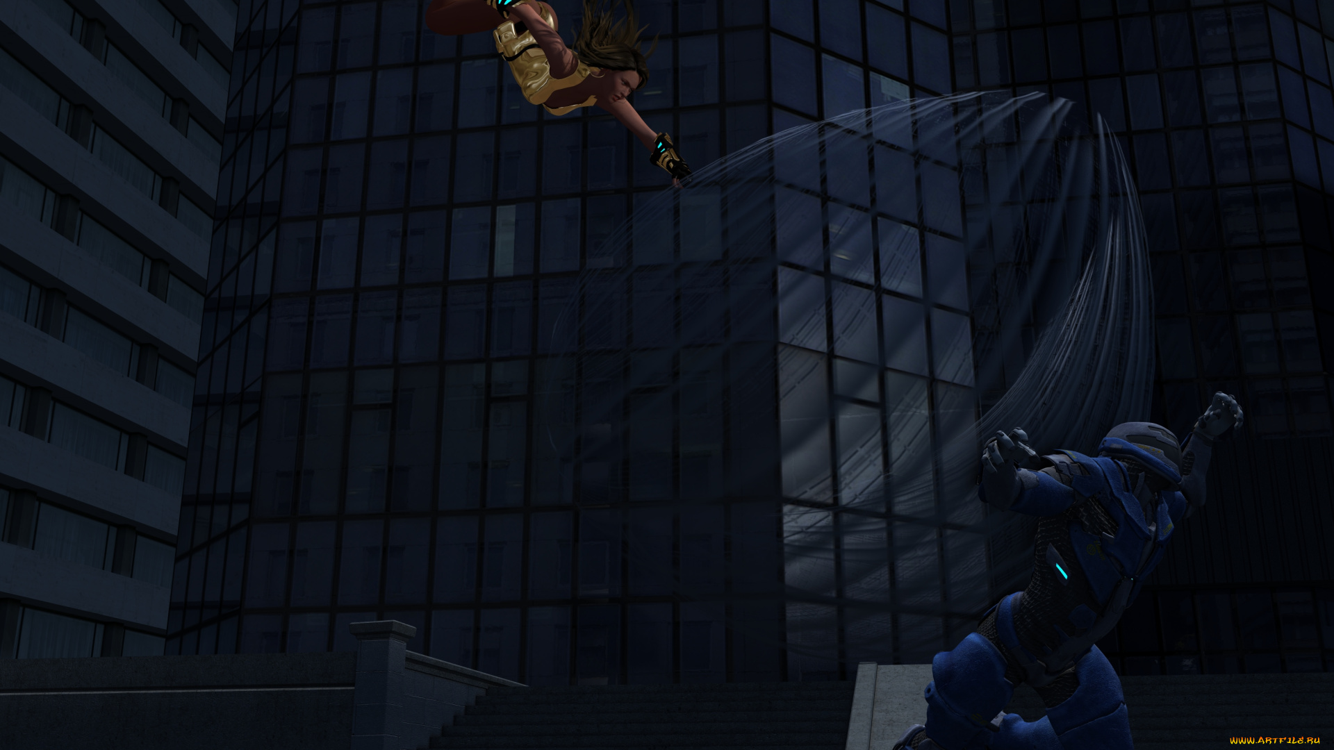 3д, графика, фантазия, , fantasy, взгляд, девушка, полет, фон