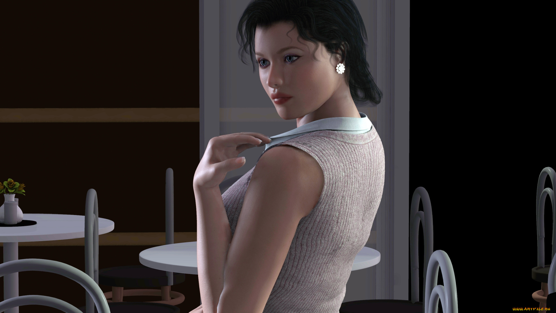 3д, графика, люди, , people, девушка, фон, взгляд