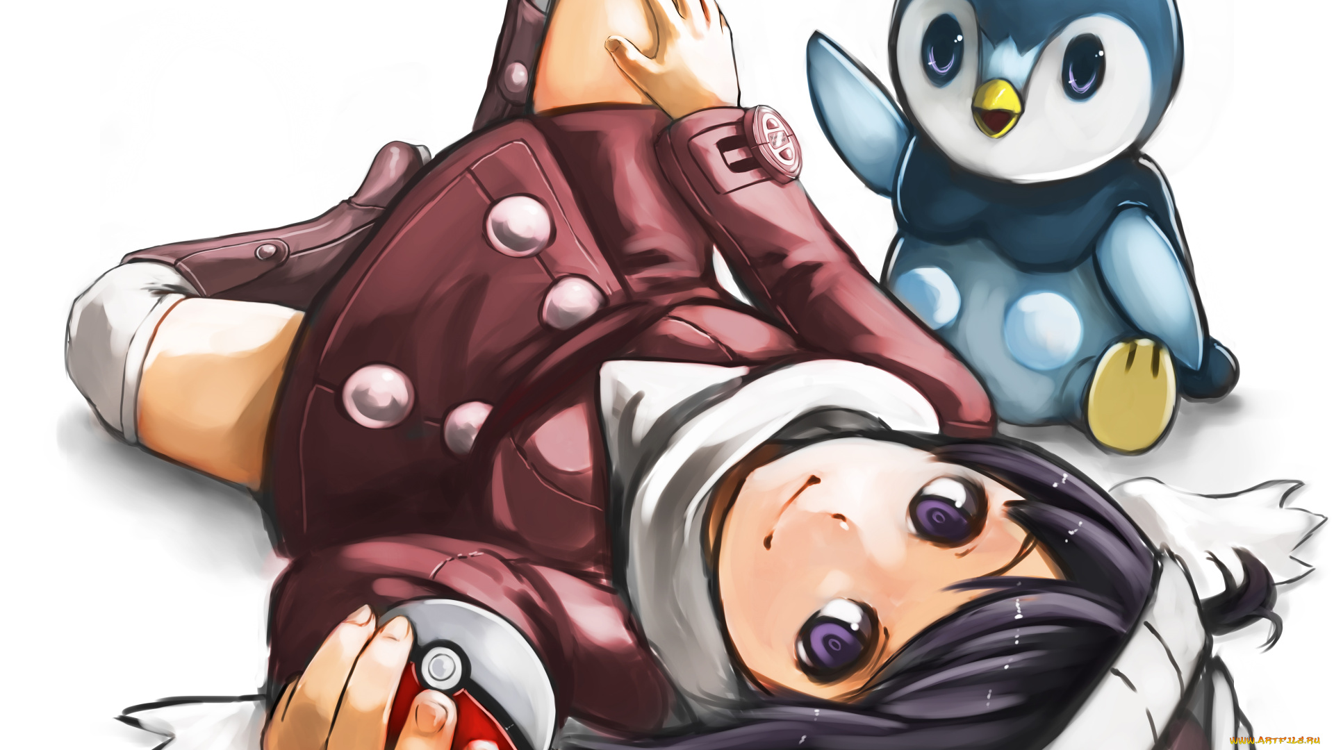 аниме, pokemon, piplup, покемон, девочка, арт, knighthead, hikari