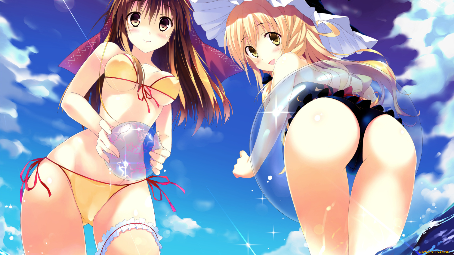 аниме, touhou, hakurei, reimu, bullet, kirisame, marisa